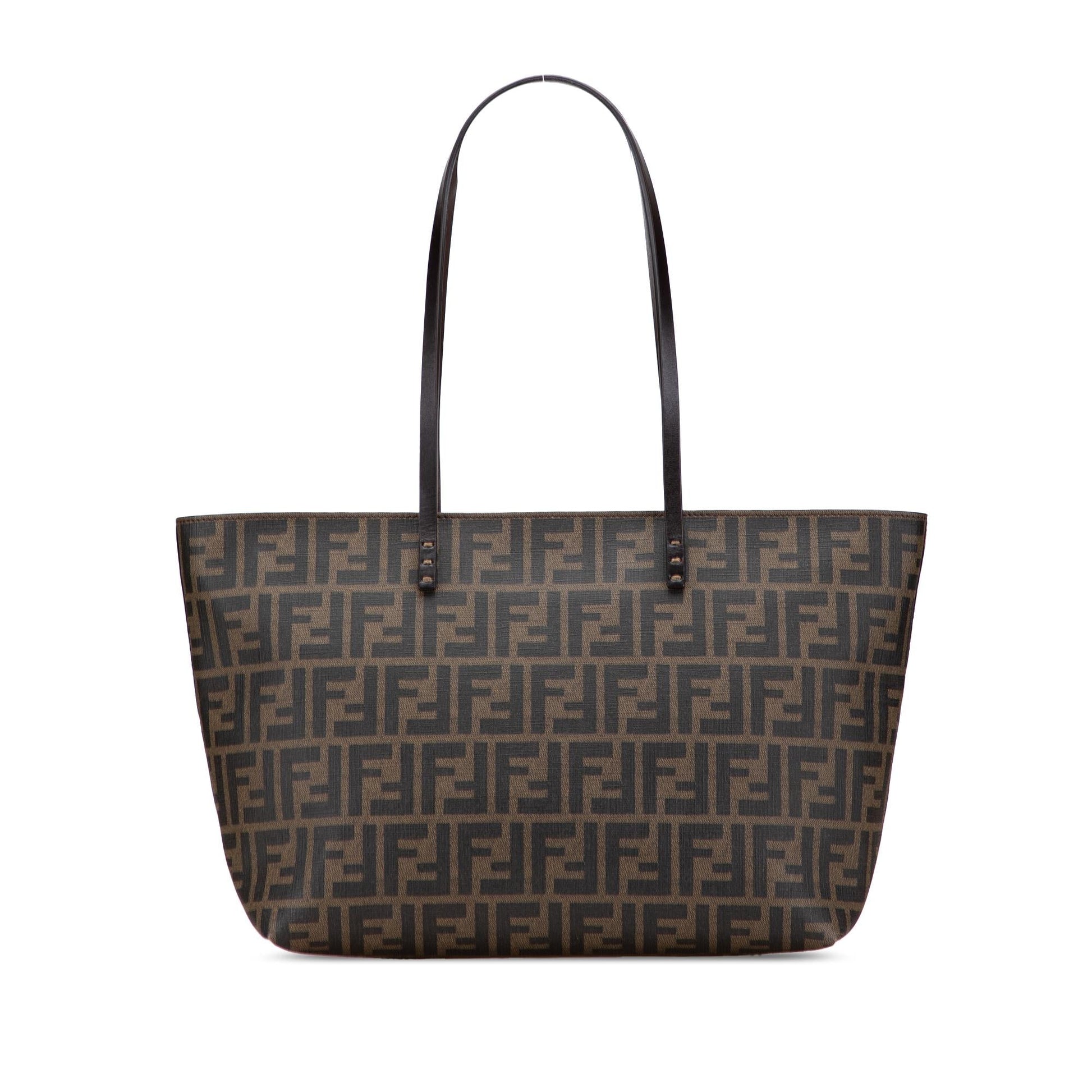 Fendi Zucca Coated Roll Tote Canvas Small Tote Bag