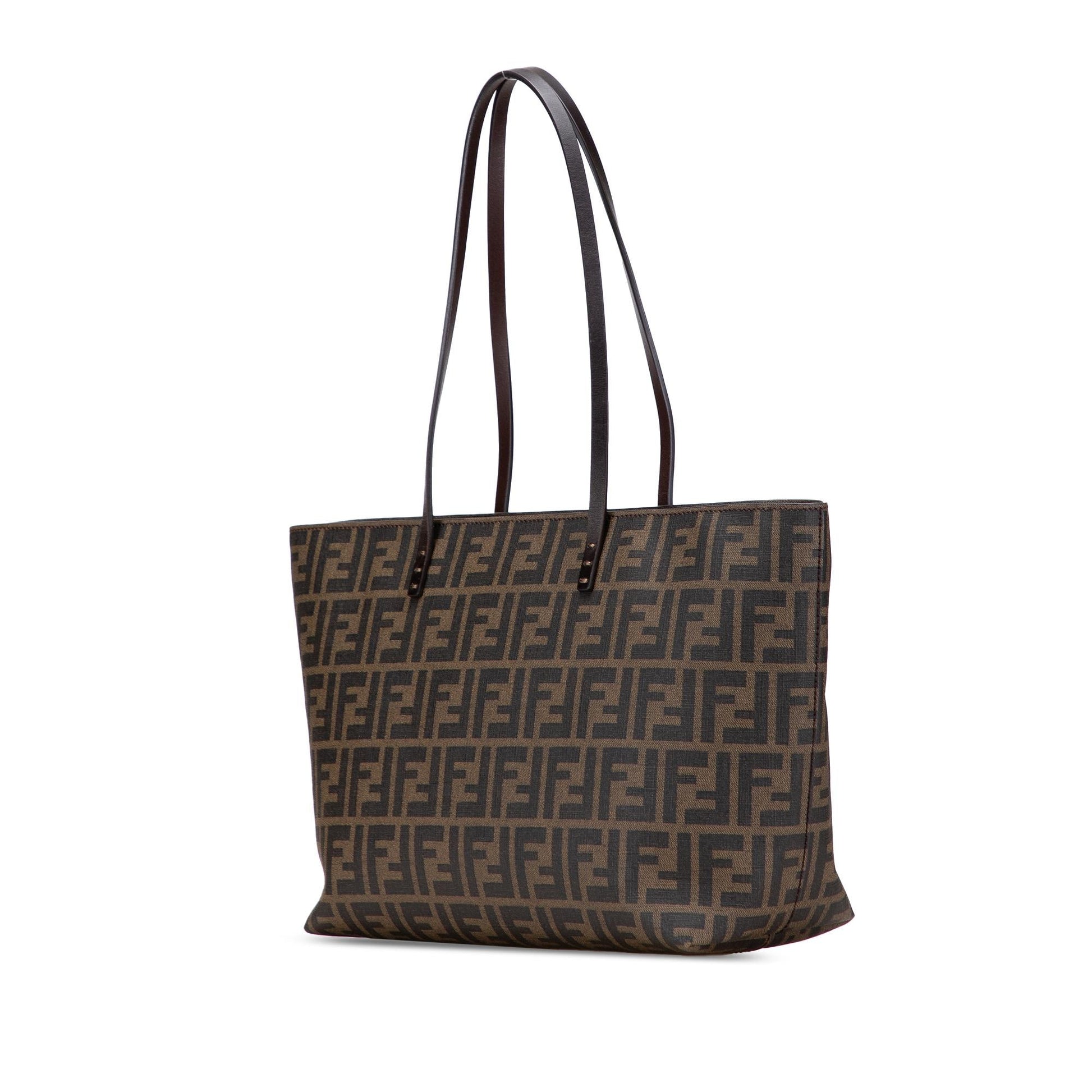 Fendi Zucca Coated Roll Tote Canvas Small Tote Bag