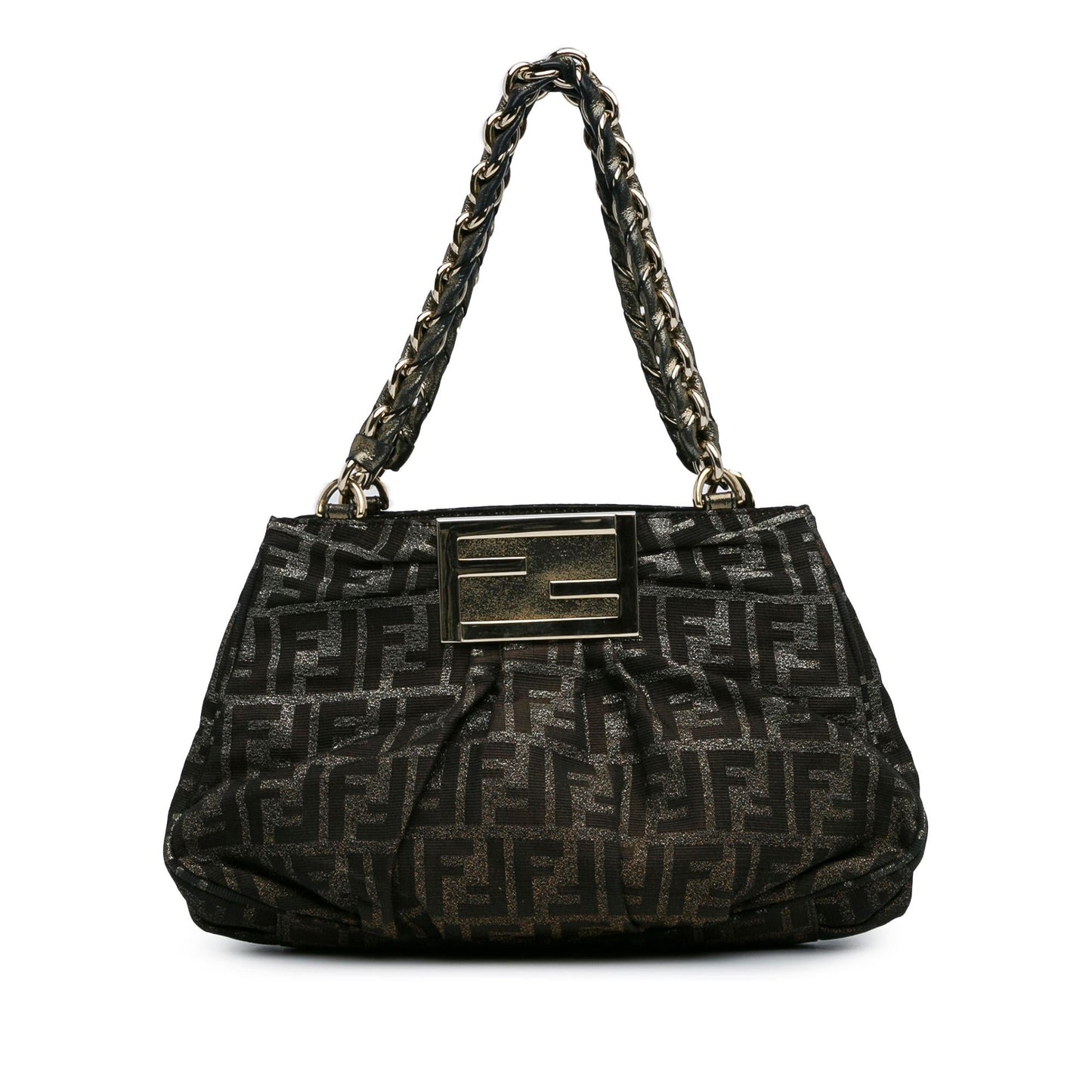 Fendi Zucca Metallic Mia Shoulder Bag Canvas Small