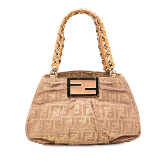 Fendi Zucca Metallic Lurex Mia Tote Small Chain Tote Bag