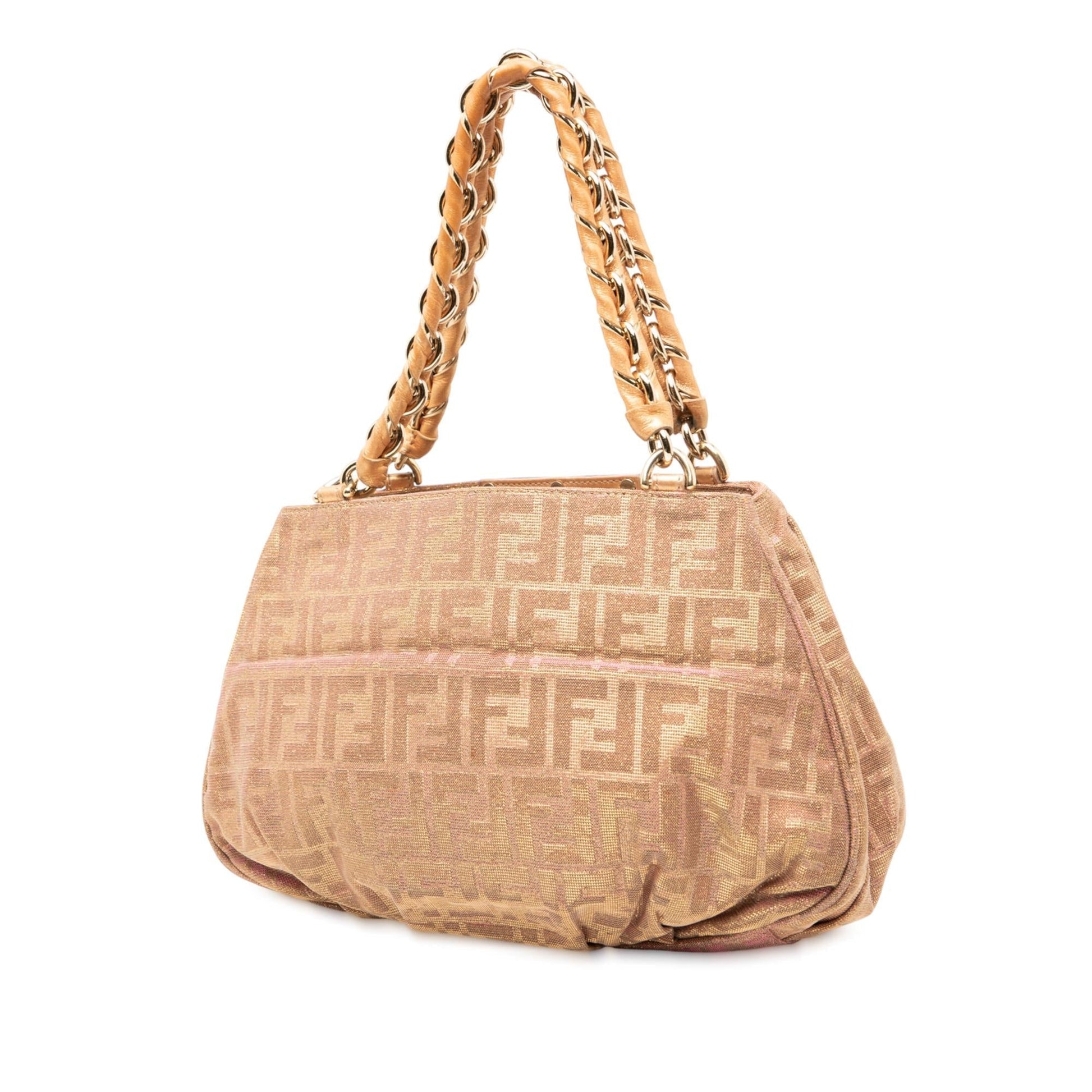 Fendi Zucca Metallic Lurex Mia Tote Small Chain Tote Bag