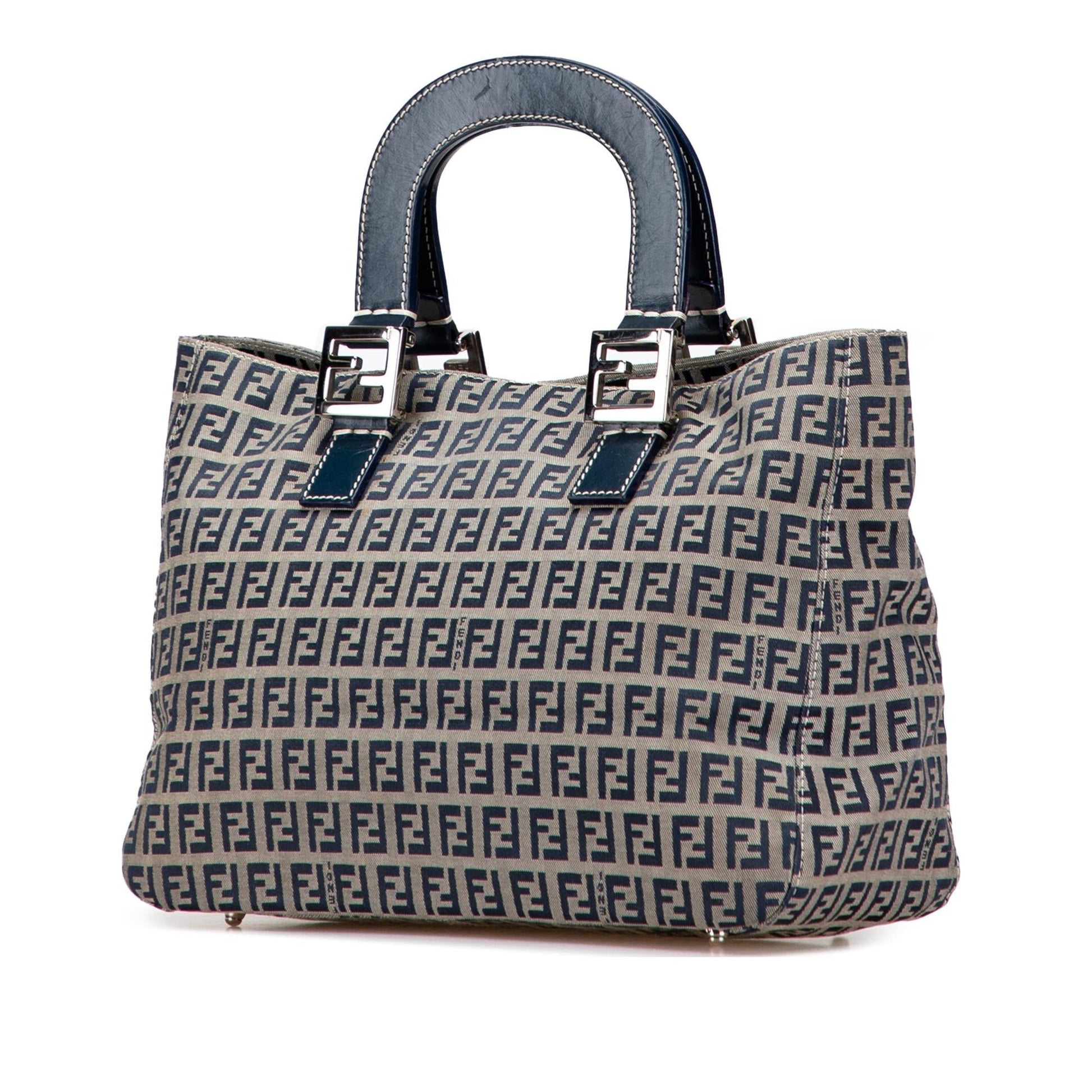 Fendi Zucchino Twins Tote Canvas Small Tote Bag