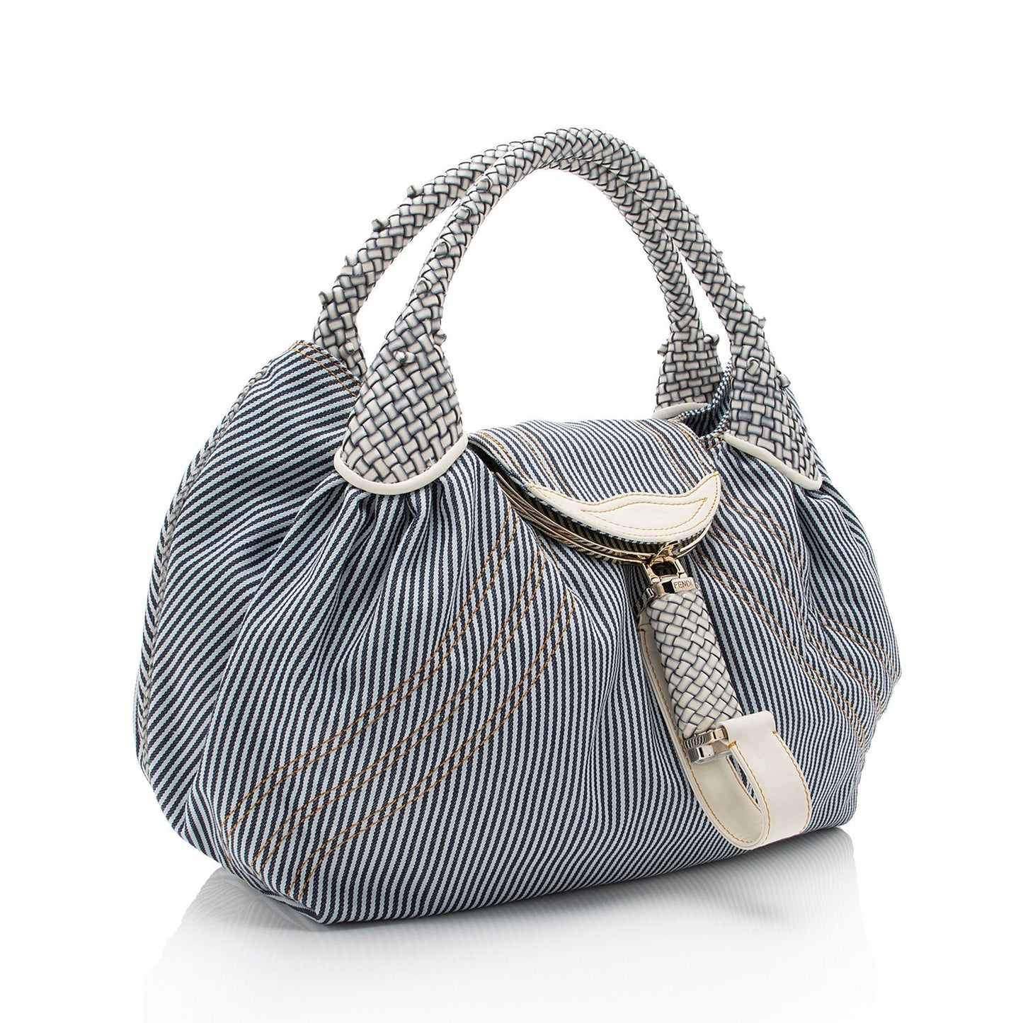 Fendi Striped Spy Satchel Shf I8Zclg Denim Satchel Bag