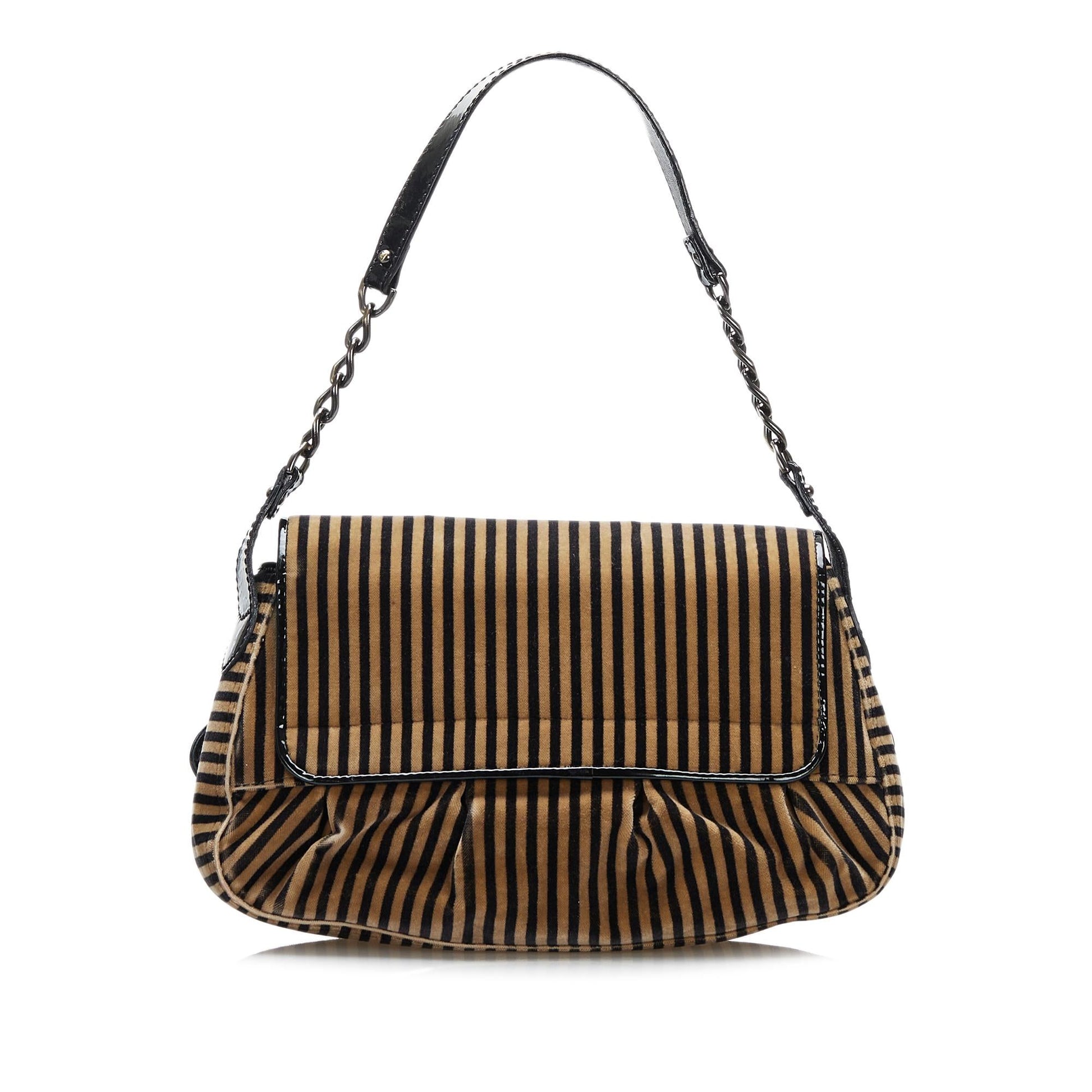 Fendi Striped Velvet Bis Bag Shg Shoulder Bag