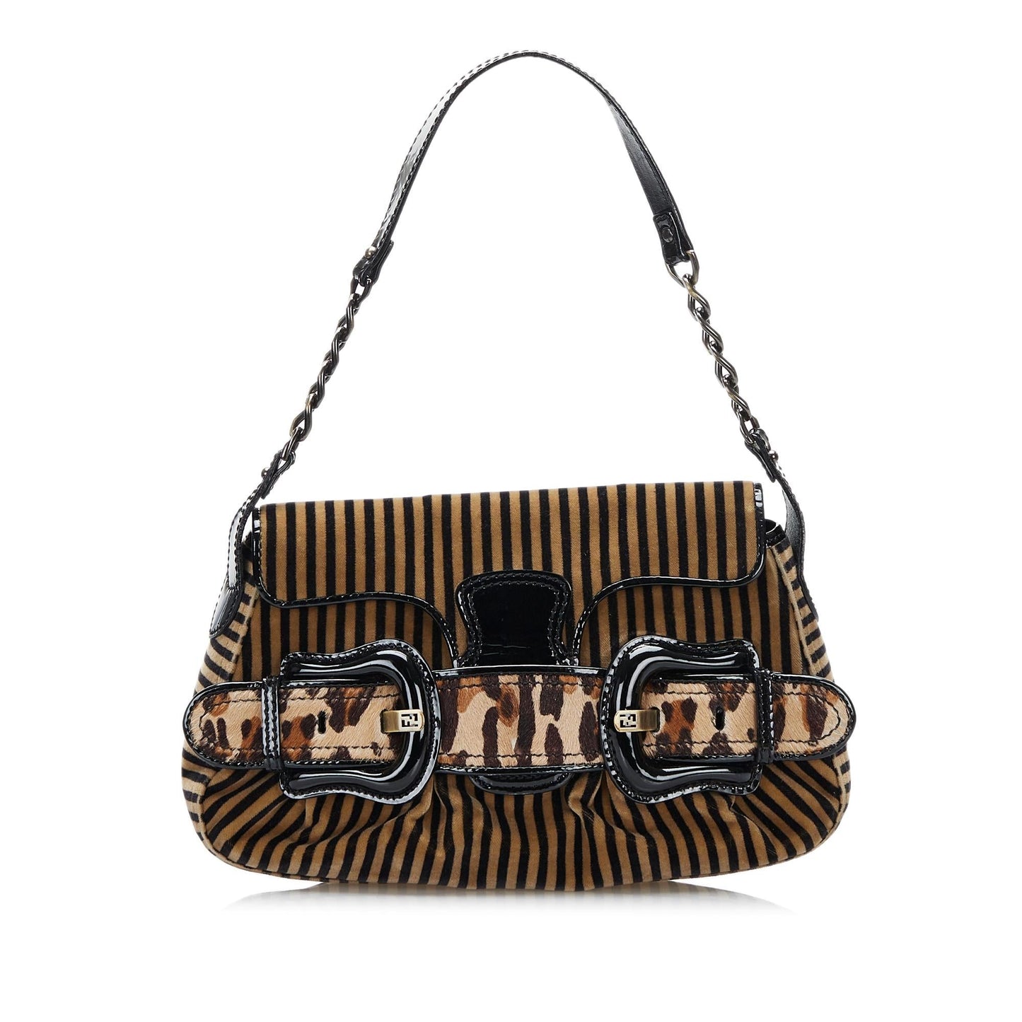 Fendi Striped Velvet Bis Bag Shg Shoulder Bag