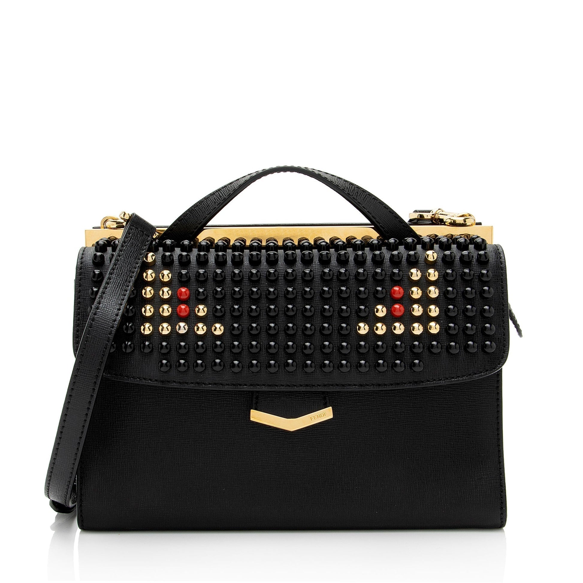 Fendi Studded Elite Demi Jour Monster Satchel Shf Eh7Qgz Vitello Satchel Bag