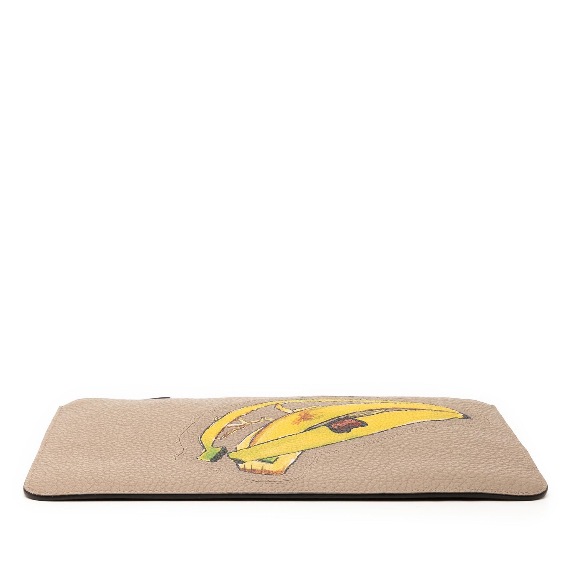 Fendi Sue Tilley Banana Clutch Leather Zip Clutch Bag
