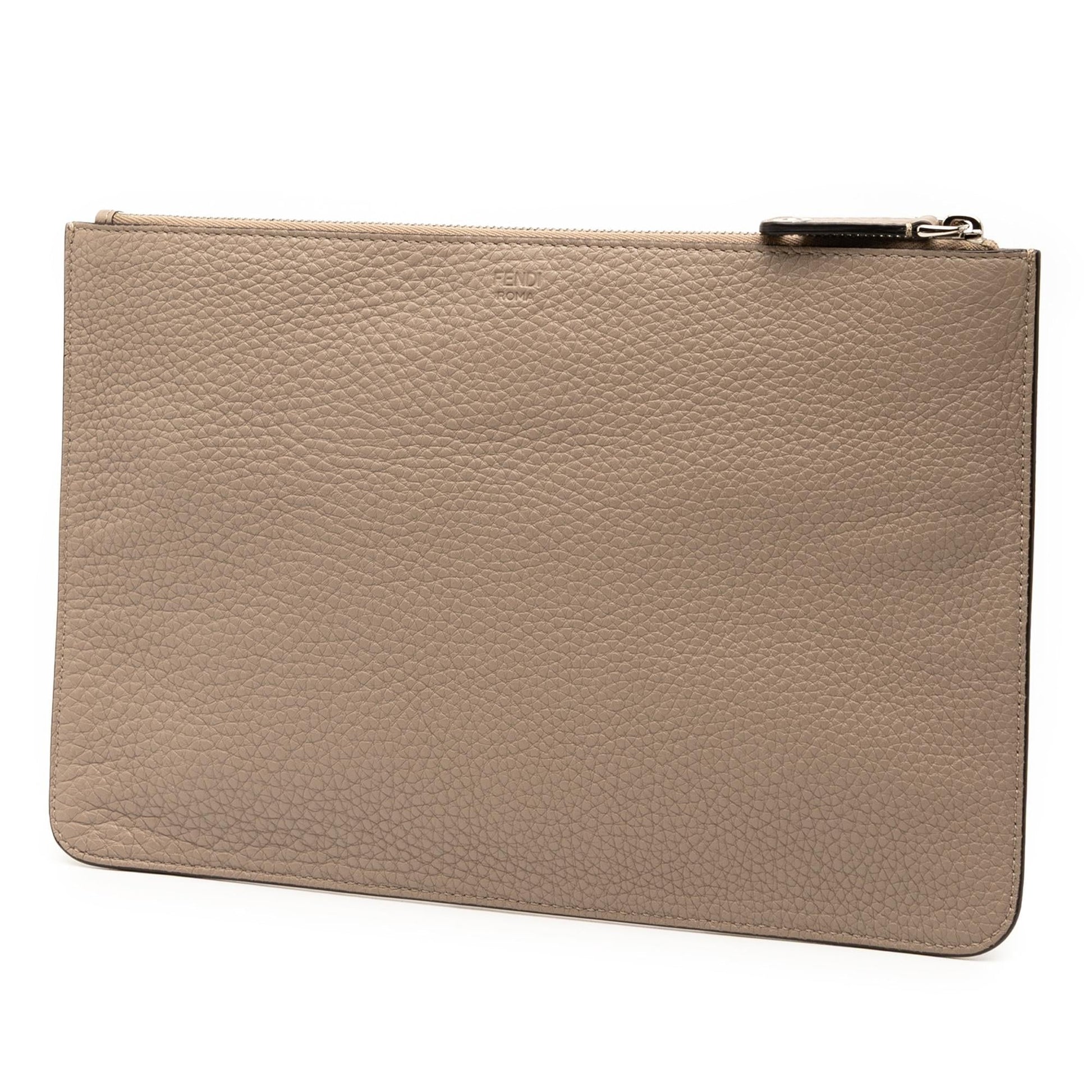 Fendi Sue Tilley Banana Clutch Leather Zip Clutch Bag