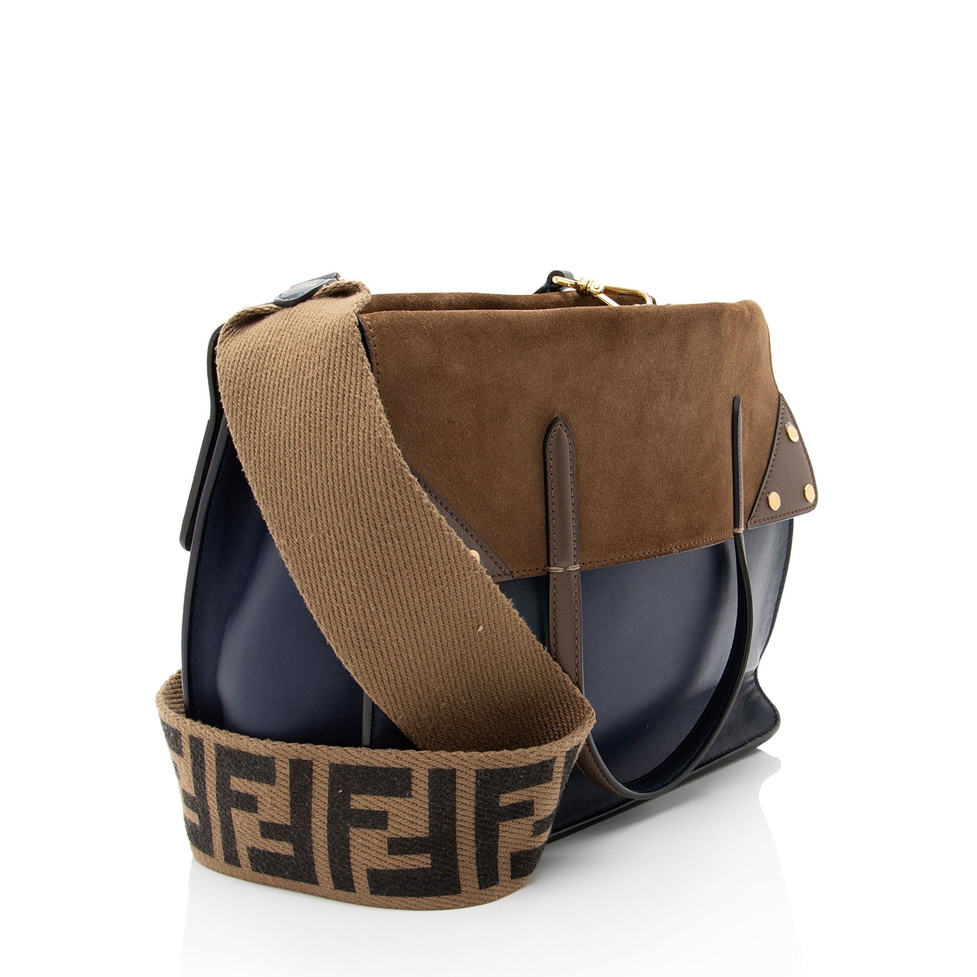 Fendi Calfskin Grace Flip Tote Suede Tote Bag