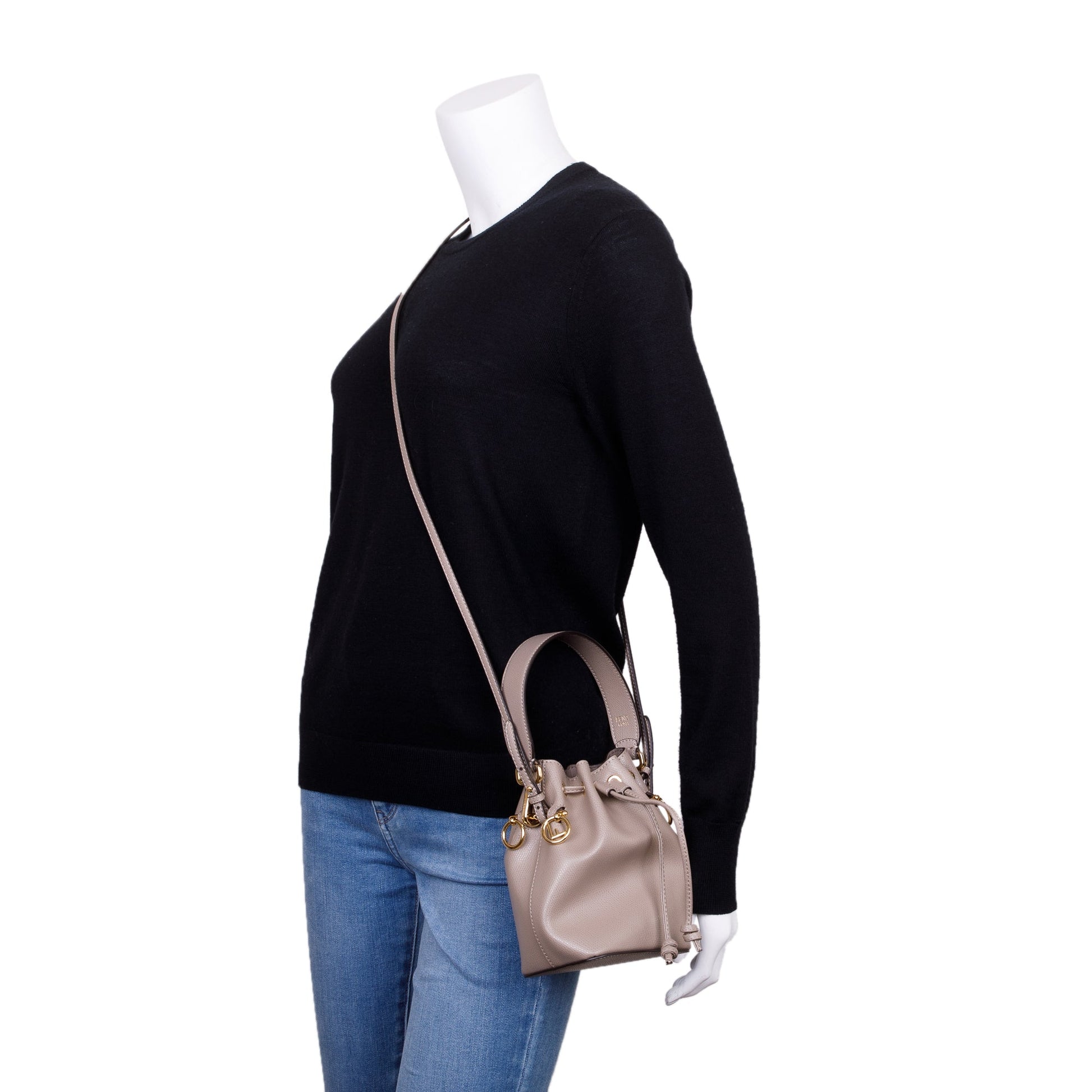 Fendi Taupe Calfskin Mon Tresor Bag Leather Mini Bucket Bag