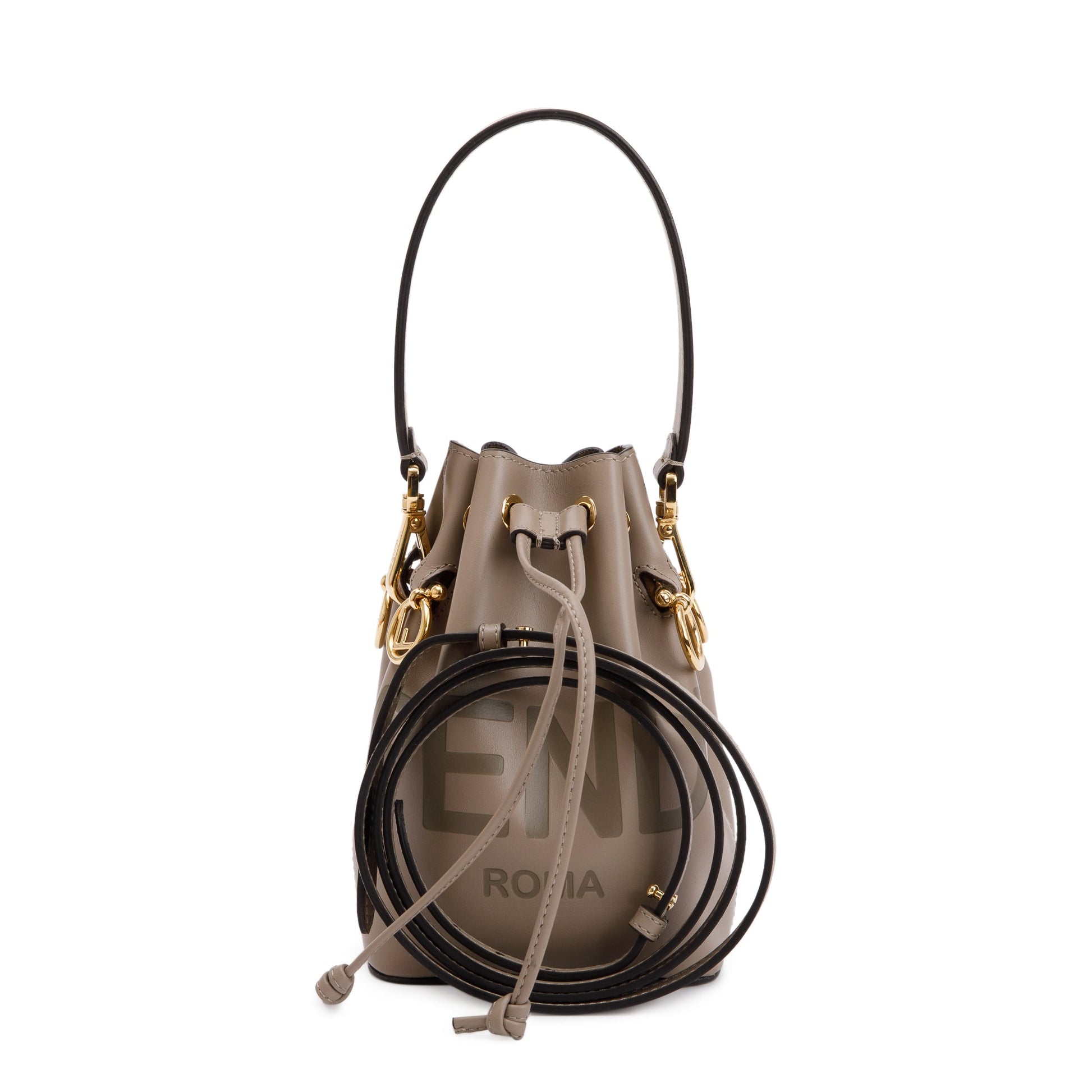 Fendi Taupe Calskin Mon Tresor Bag Leather Mini Bucket Bag