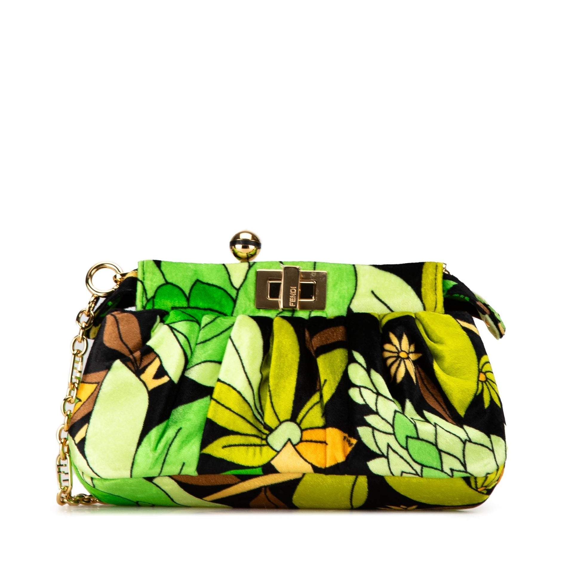 Fendi Velvet Peekaboo Click Clutch On Chain Clutch Bag