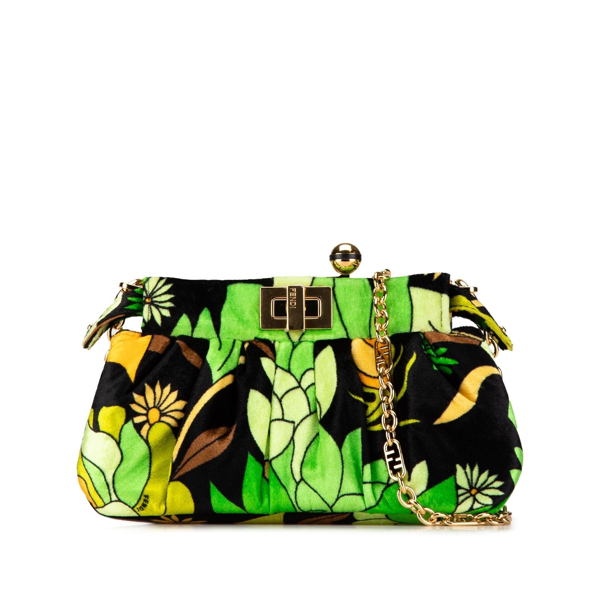 Fendi Velvet Peekaboo Click Clutch On Chain Clutch Bag