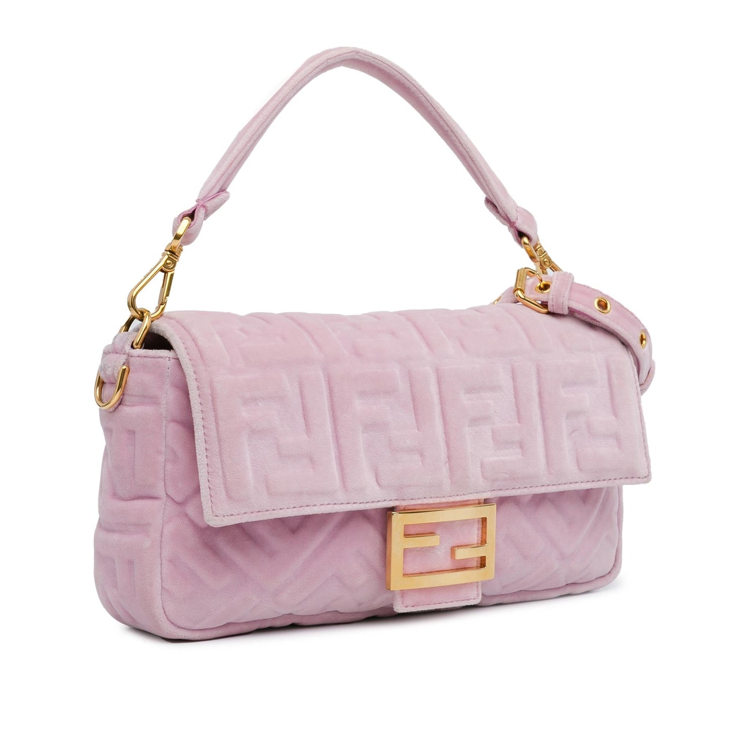 Fendi Velvet Zucca Baguette Satchel Shg Ev17Vo Embossed Satchel Bag