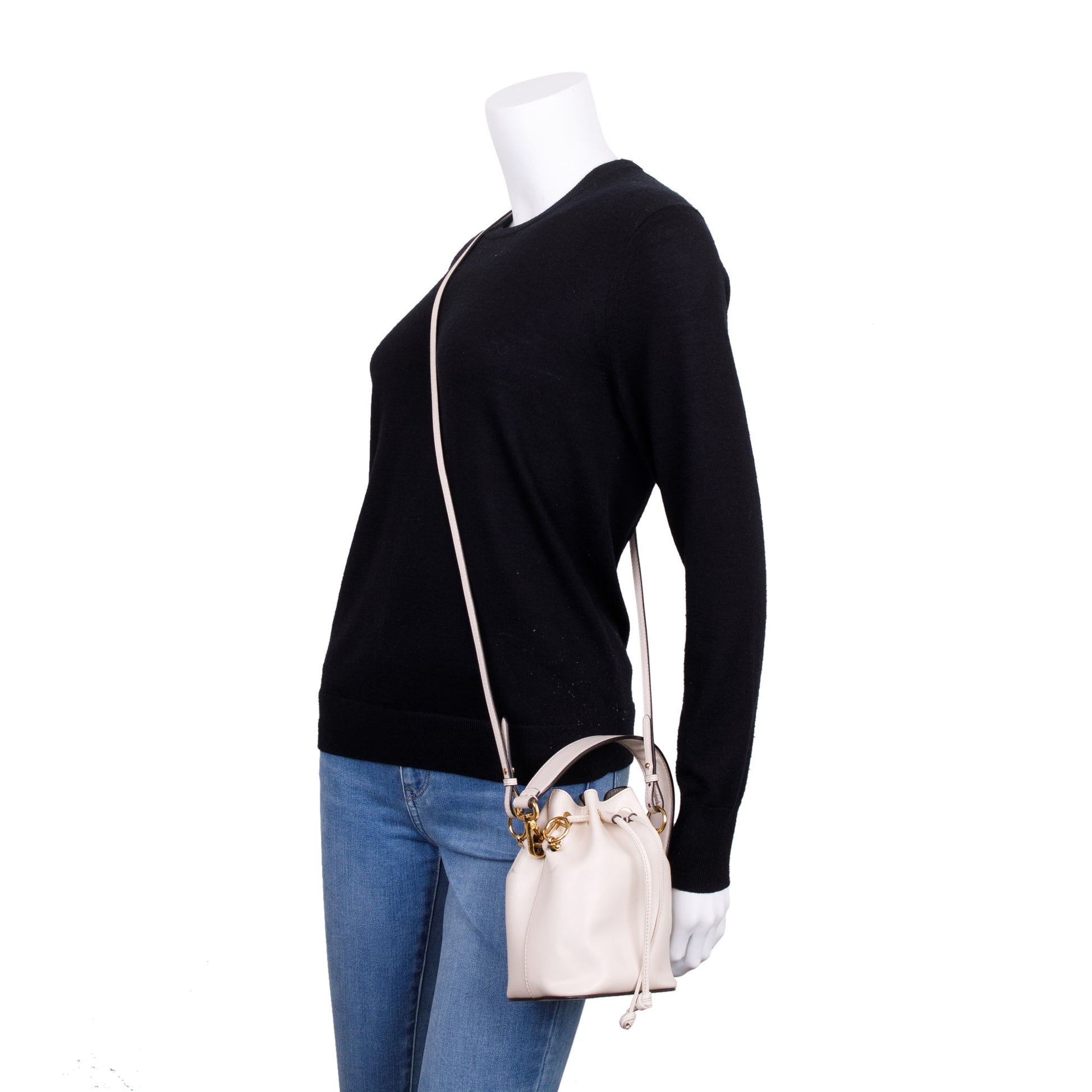 Fendi Calskin Mon Tresor Bag White Mini Bucket Bag