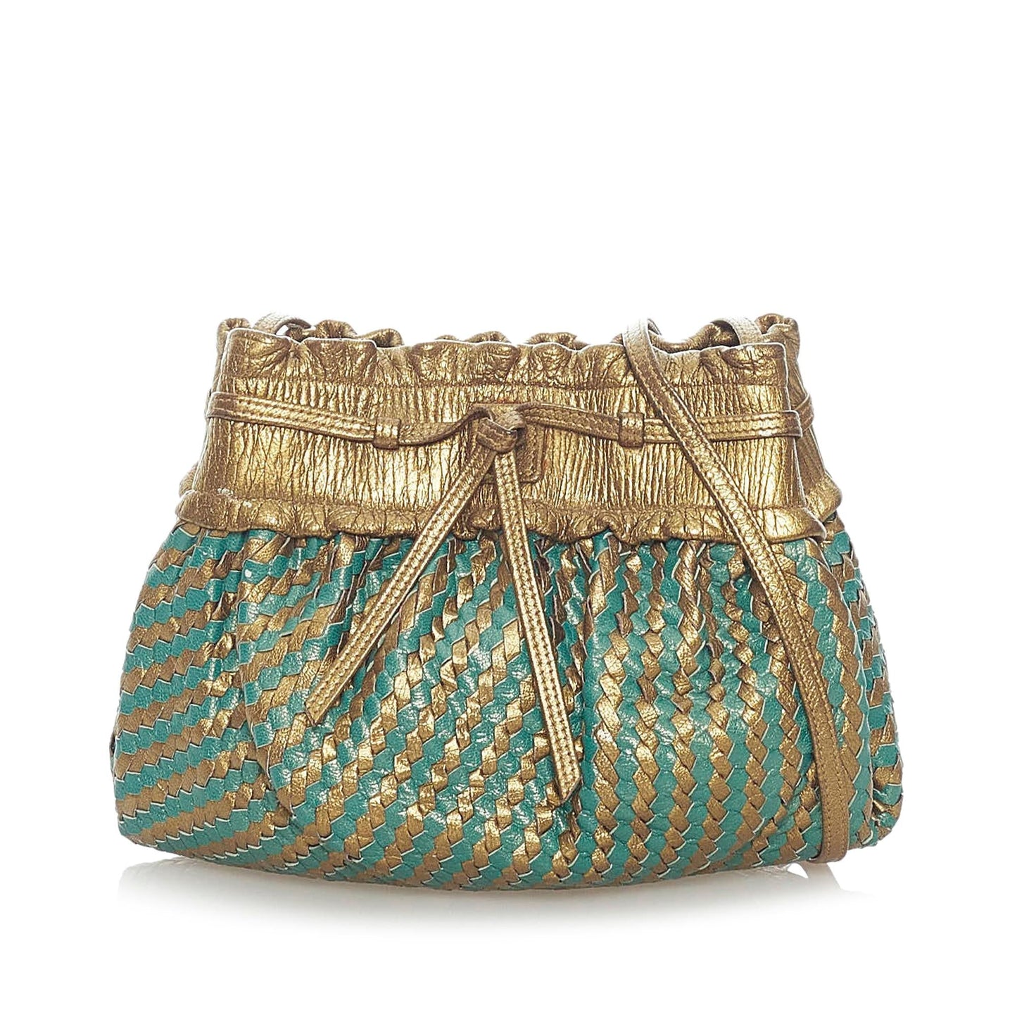 Fendi Bag Shg Leather Woven Bucket Shoulder Bag