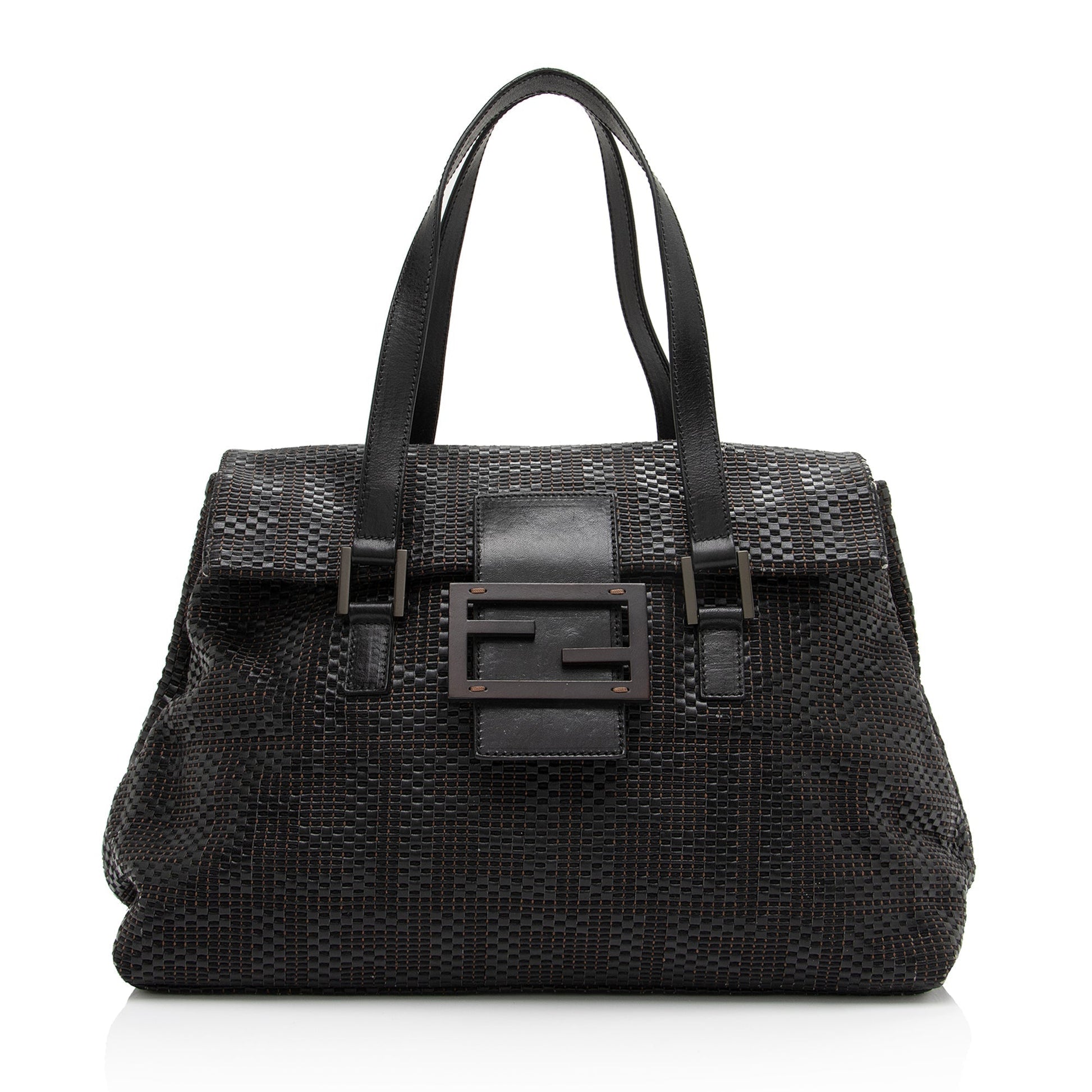 Fendi Zucca Forever Shoulder Bag Shf Qqfmfo Leather Large Woven