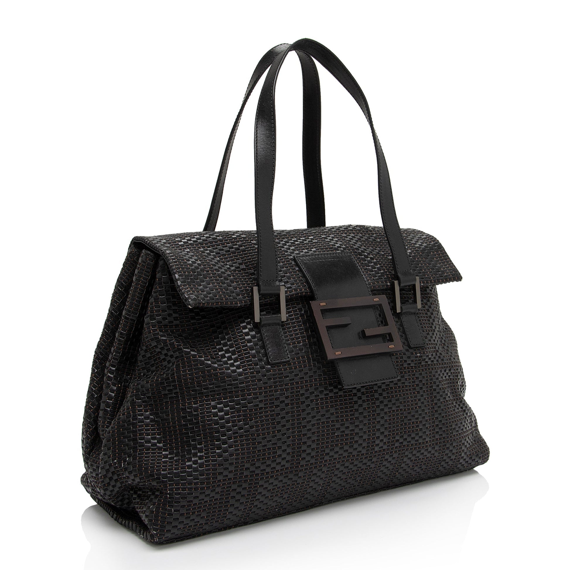 Fendi Zucca Forever Shoulder Bag Shf Qqfmfo Leather Large Woven