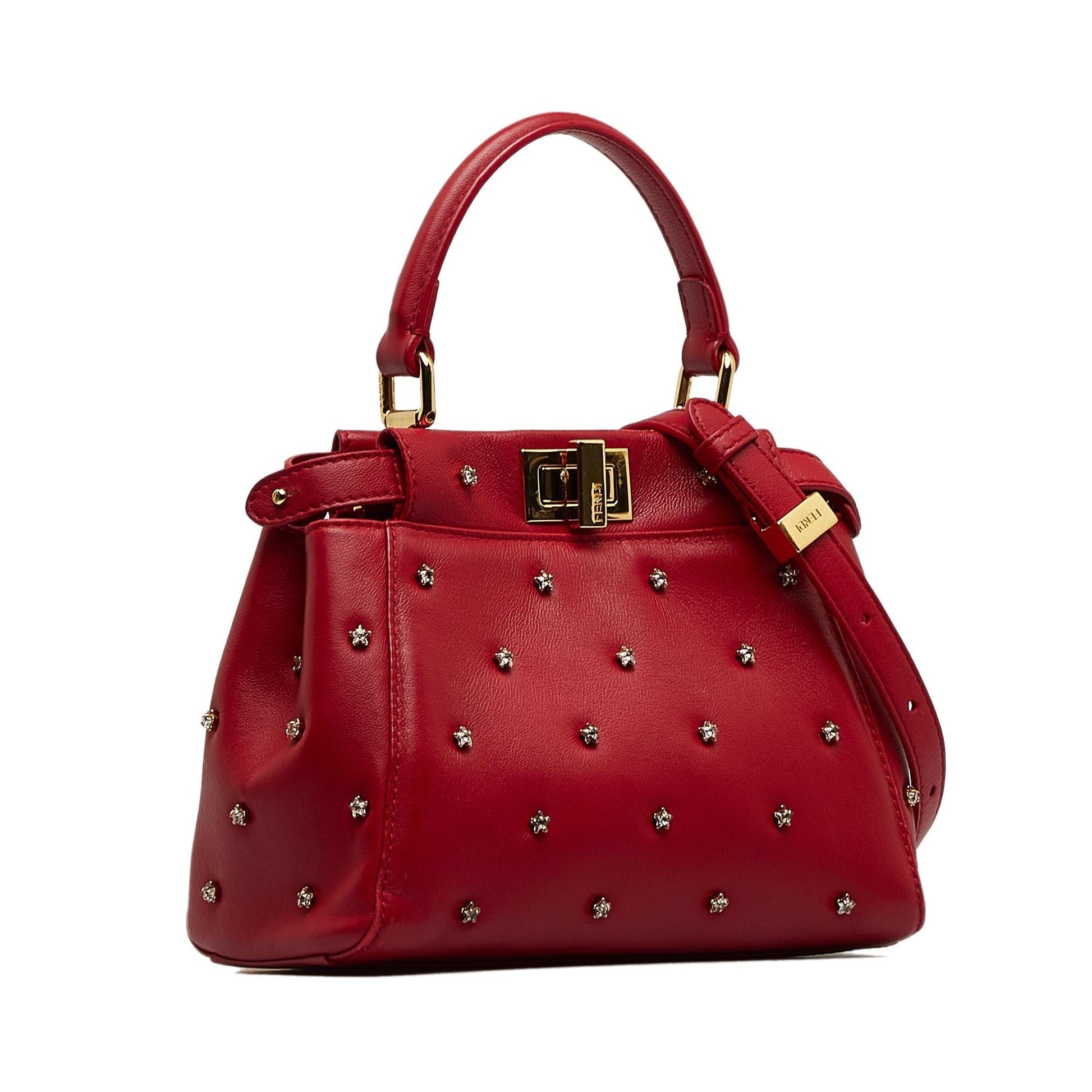 Fendi Xs Studded Crystal Stars Peekaboo Iconic Satchel Shg Satchel Bag
