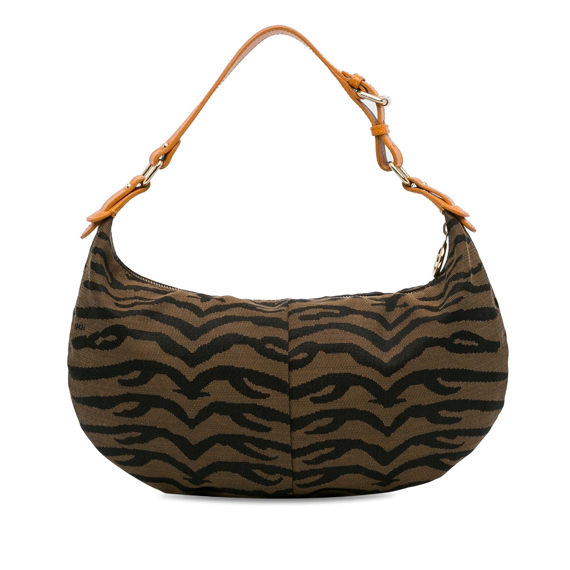 Fendi Zebra Print Hobo Shg Rszlfy Canvas Shoulder Bag