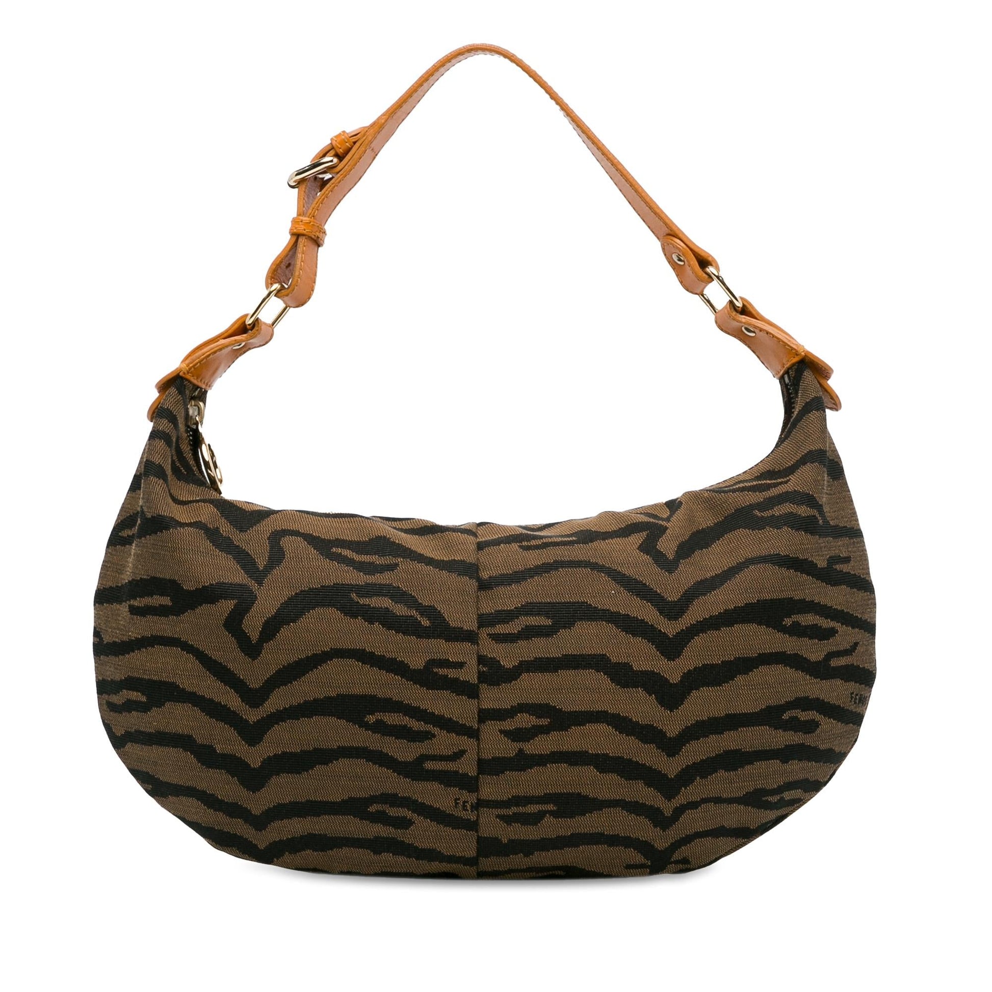 Fendi Zebra Print Hobo Shg Rszlfy Canvas Shoulder Bag