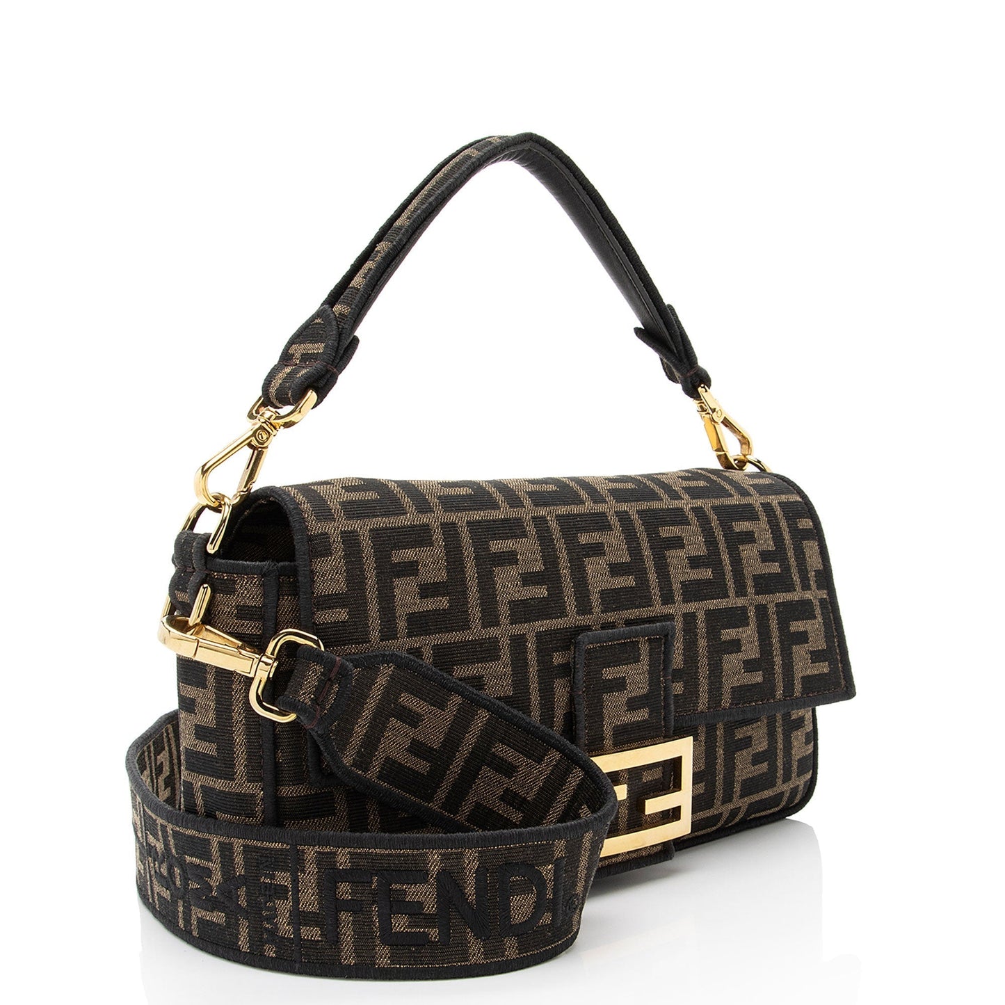 Fendi Zucca Calfskin Baguette Shoulder Bag Shf J0Qlam