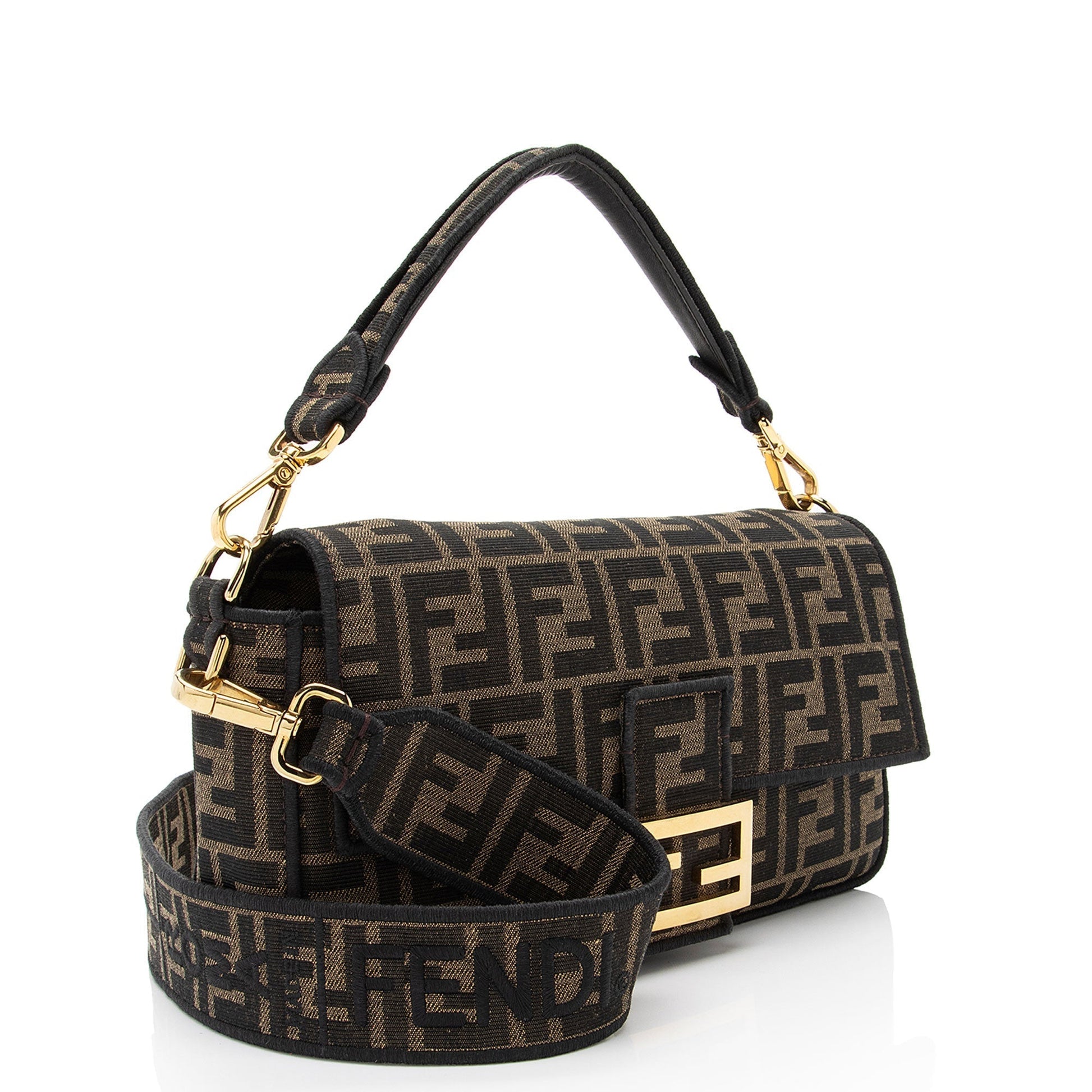Fendi Zucca Calfskin Baguette Shoulder Bag Shf J0Qlam