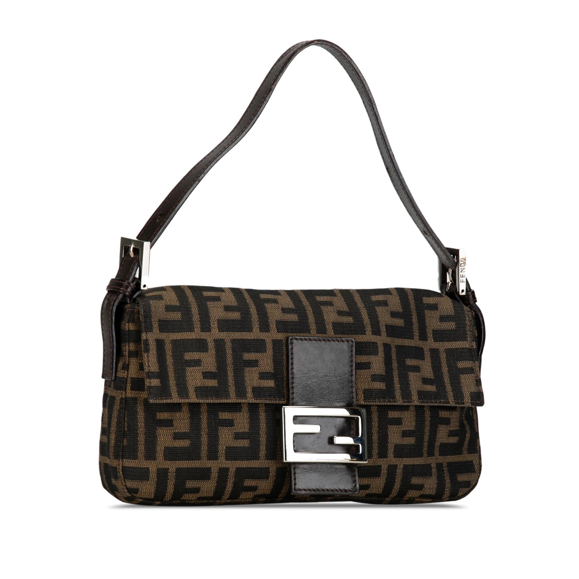 Fendi Zucca Baguette Shg Qolbtr Shoulder Bag Canvas
