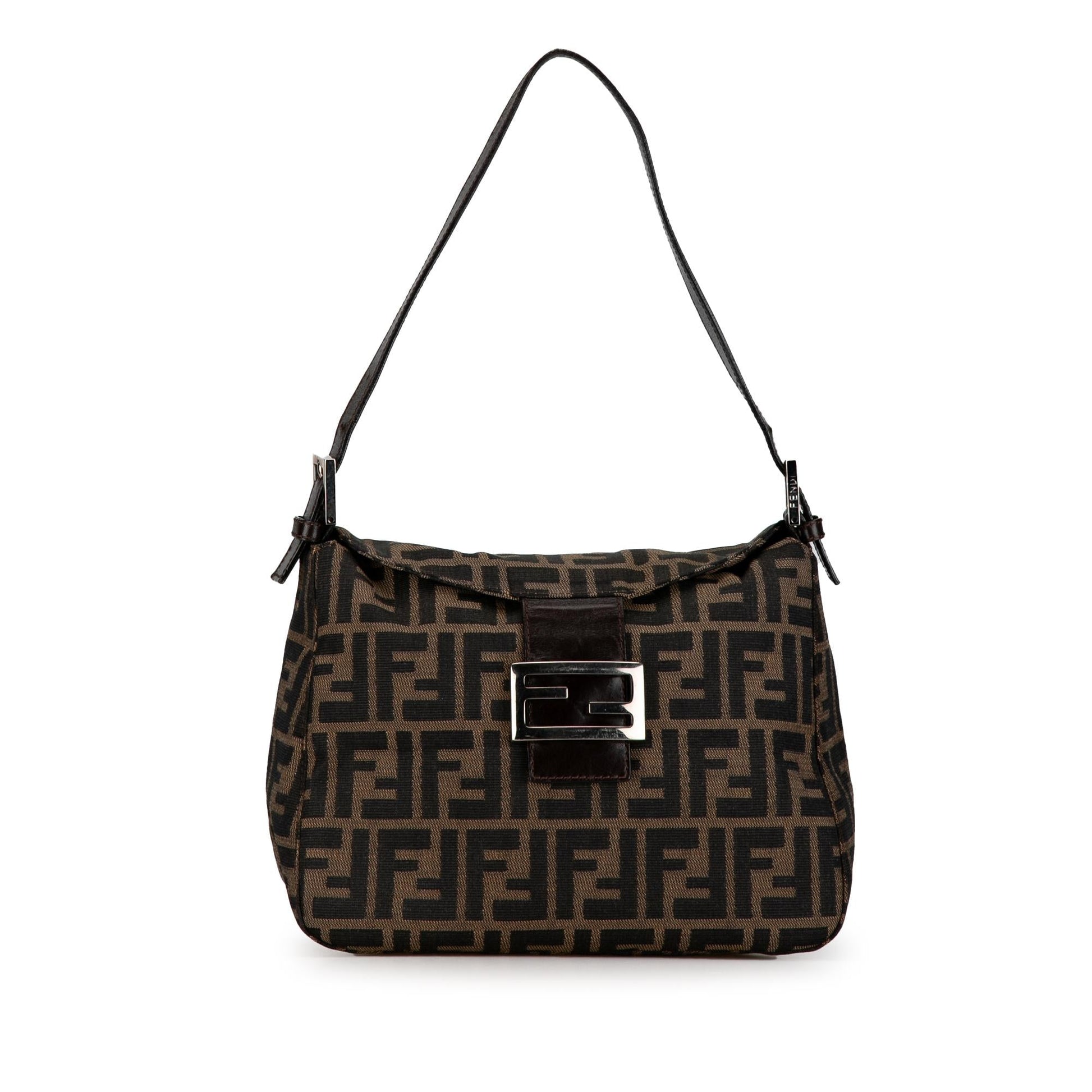 Fendi Zucca Double Mamma Shg Jalfti Shoulder Bag Canvas Flap