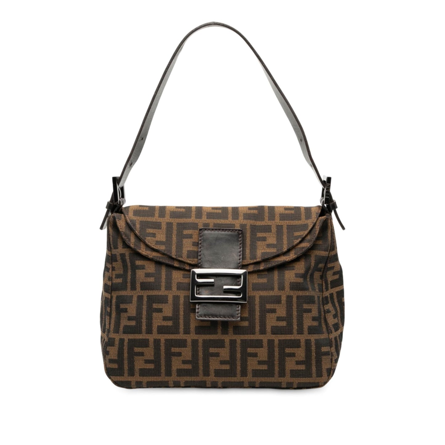 Fendi Zucca Double Mamma Shoulder Bag Canvas Flap