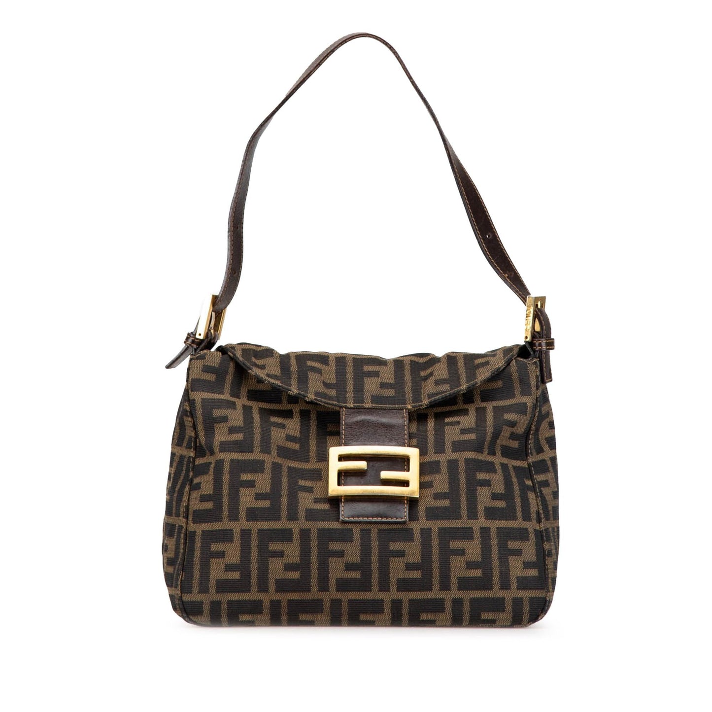 Fendi Zucca Double Shoulder Bag Shg Yawuve Canvas Flap