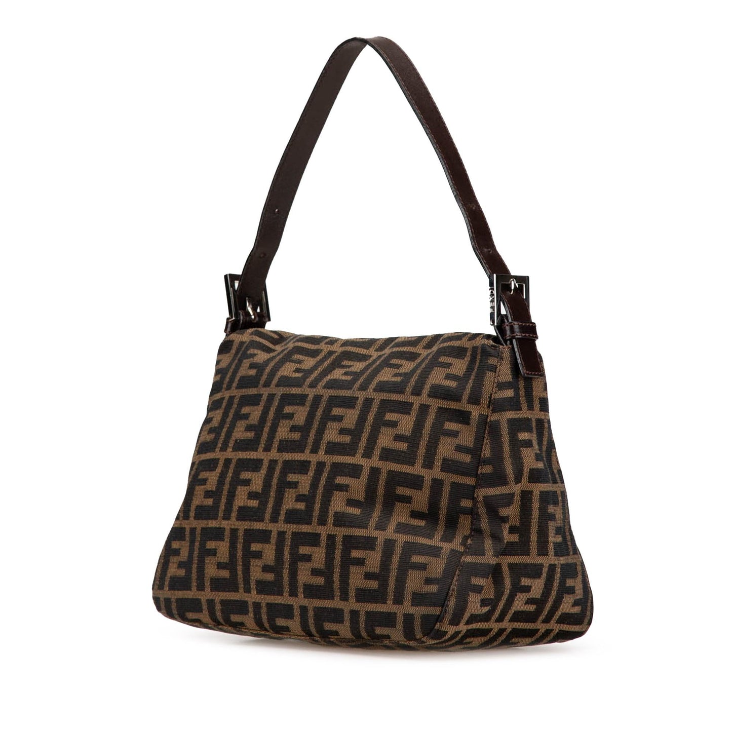 Fendi Zucca Double Shoulder Bag Canvas Flap