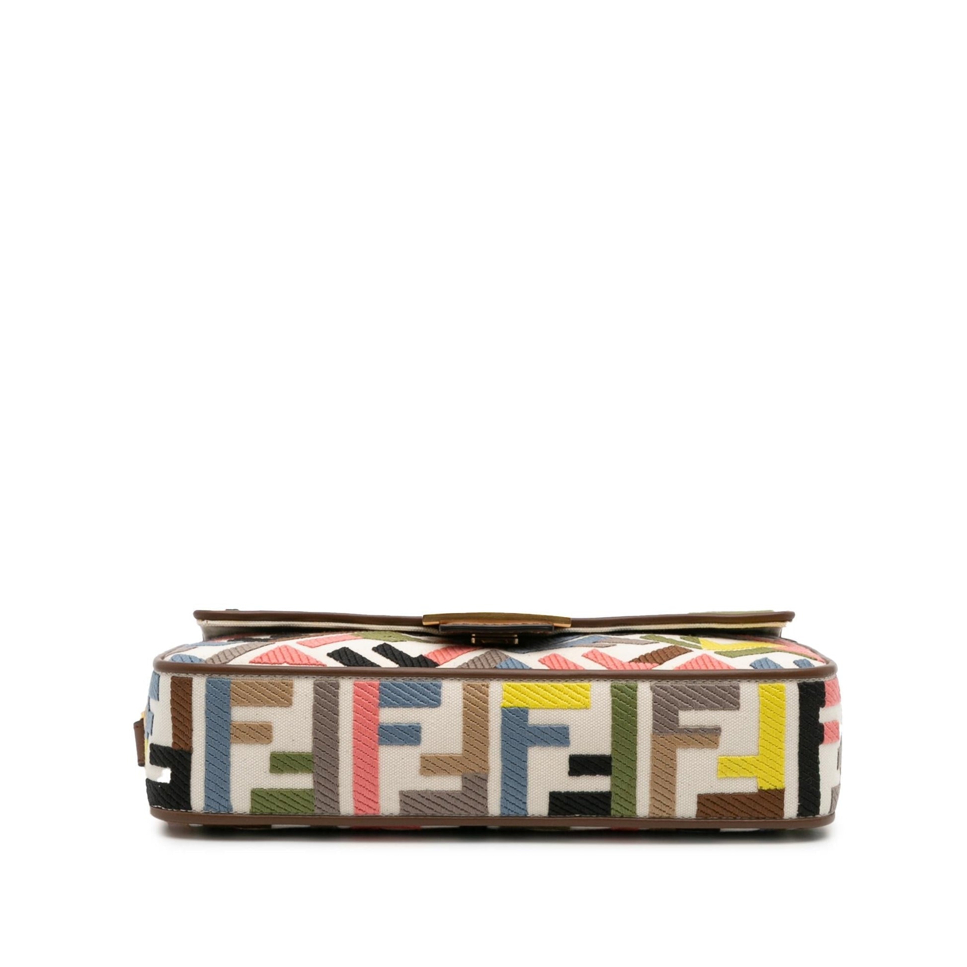 Fendi Zucca Baguette Satchel Canvas Embroidered Satchel Bag Embroidered Baguette Satchel
