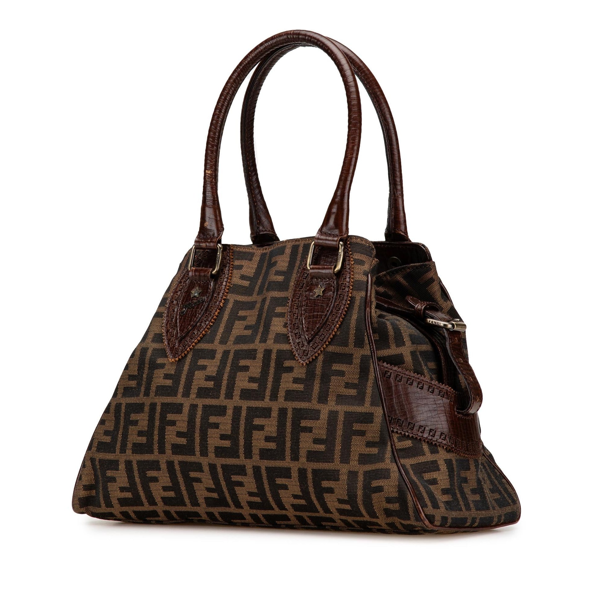 Fendi Zucca Etniko Handbag Canvas Satchel Bag Canvas Etniko Handbag