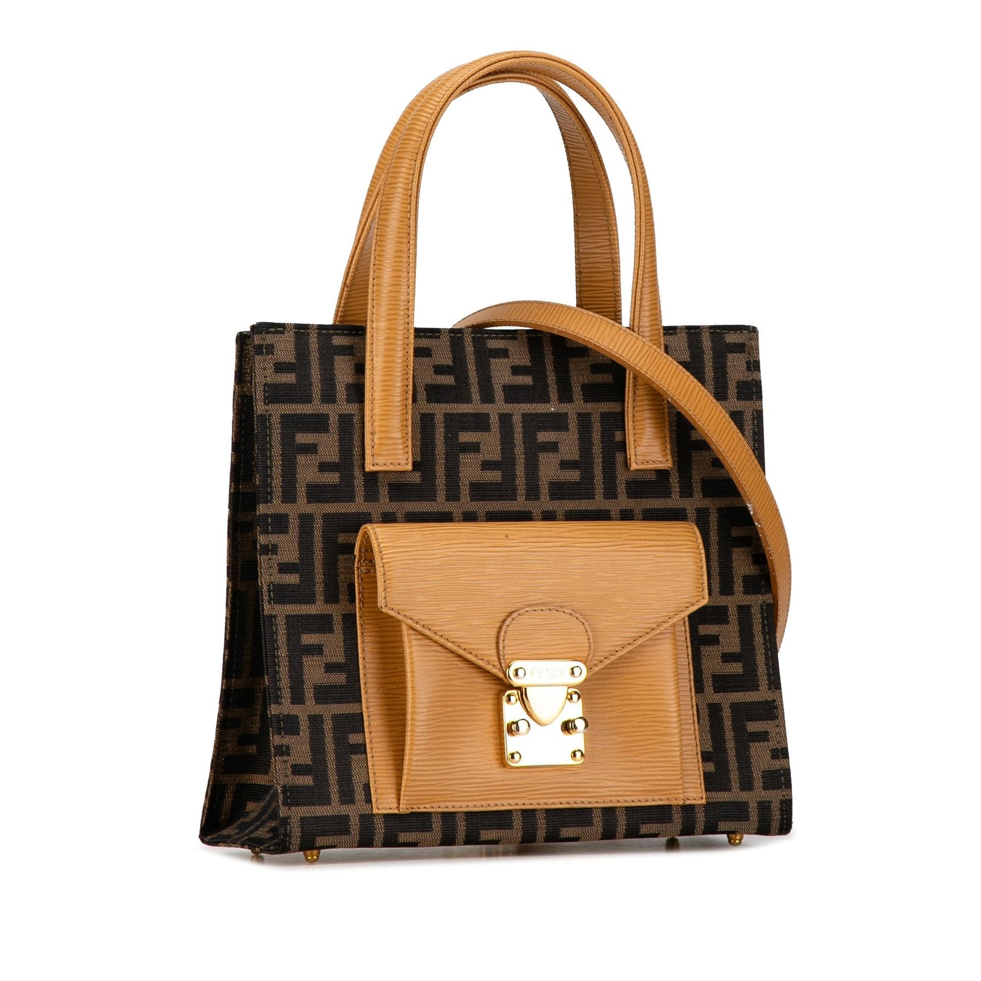 Fendi Zucca Front Pocket Tote Shg Ms185Y Canvas Tote Bag