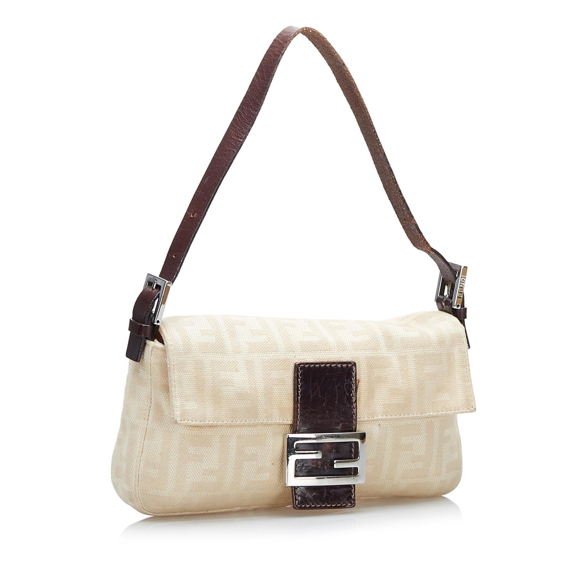 Fendi Zucca Mamma Baguette Shg Handbag Canvas Shoulder Bag