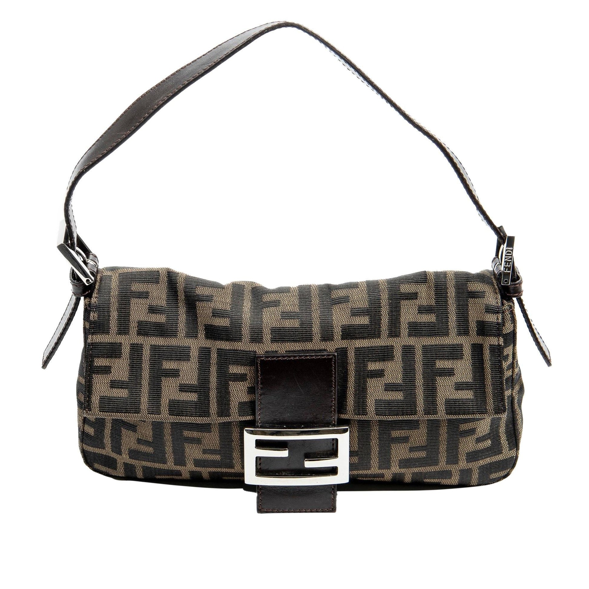 Fendi Zucca Mamma Baguette Shg Yxolv3 Handbag Canvas Shoulder Bag