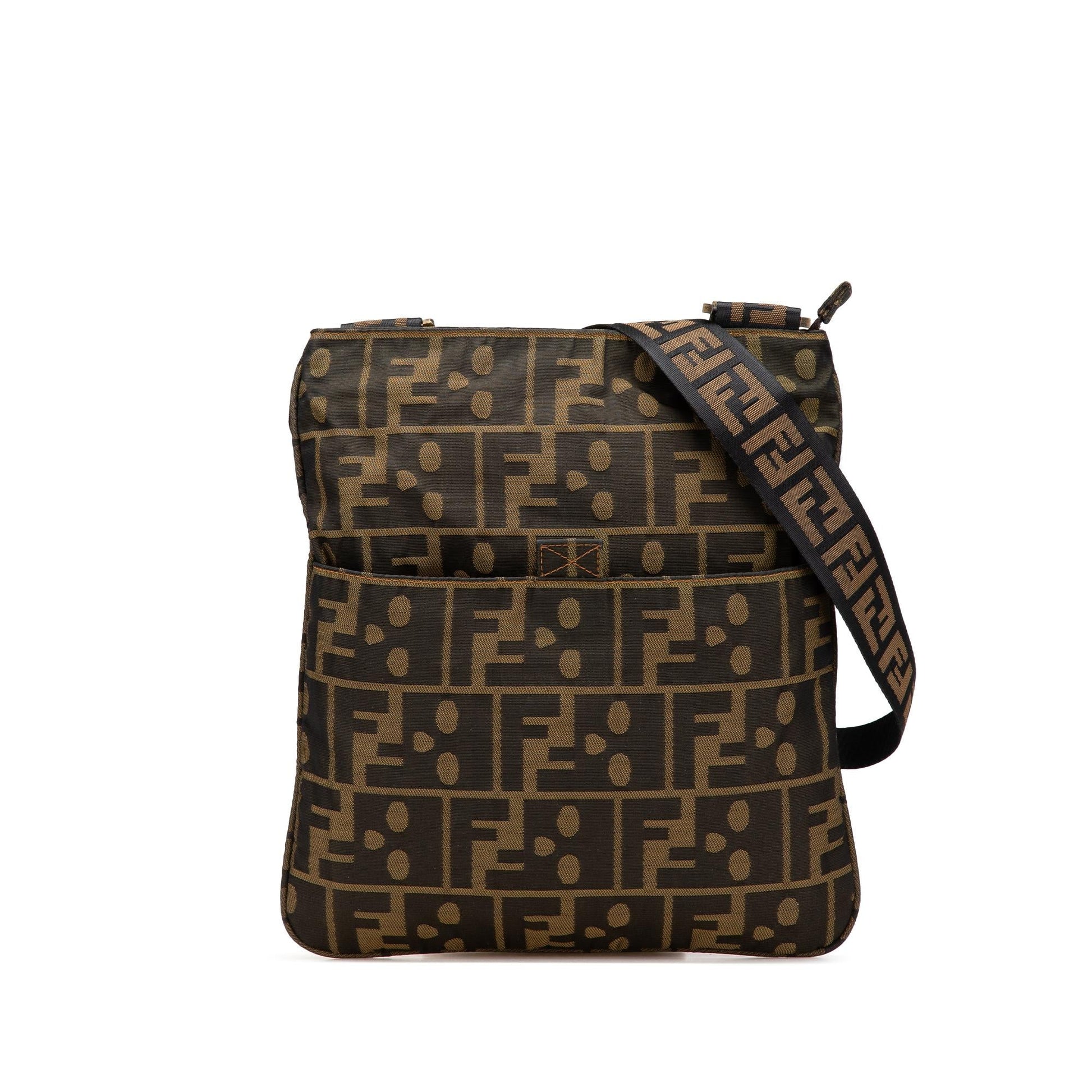Fendi Zucca Skull Crossbody Canvas Crossbody Bag