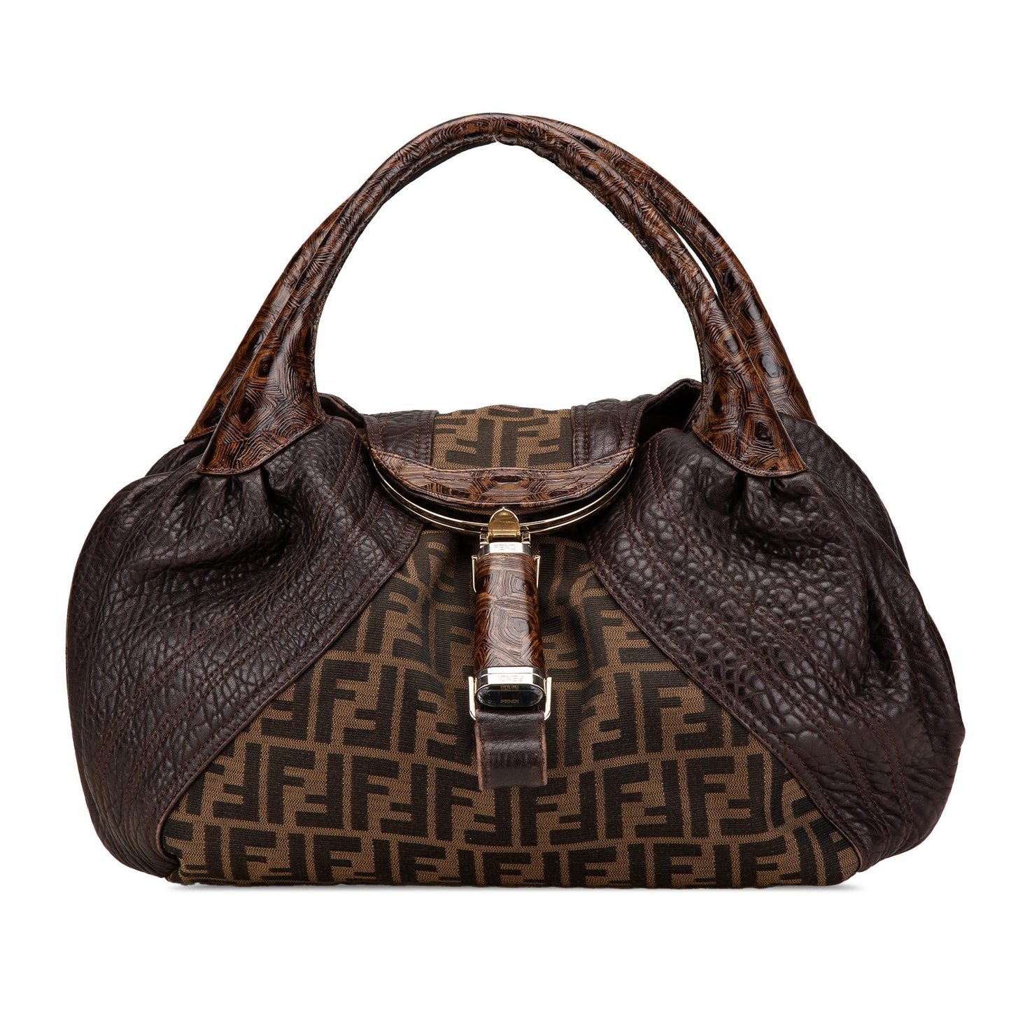 Fendi Zucca Spy Handbag Canvas Satchel Bag