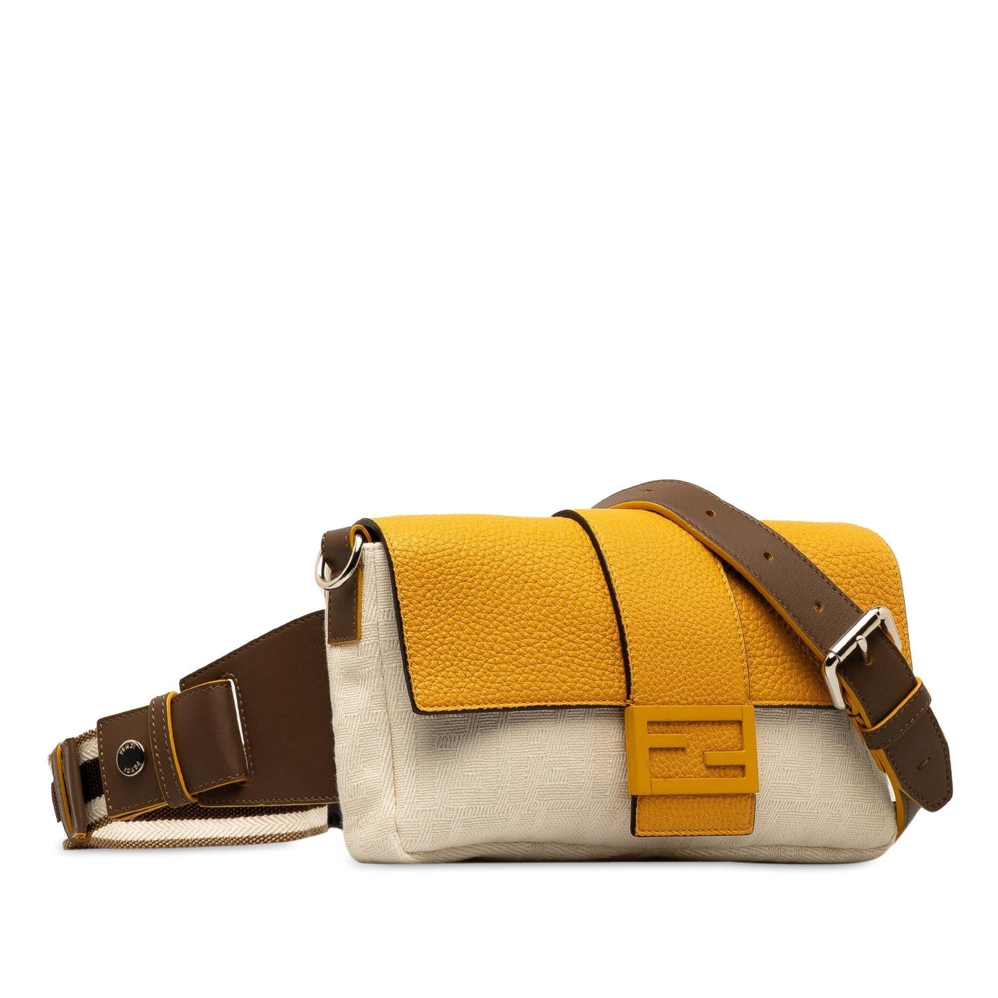 Fendi Zucca And Convertible Baguette Shg X1Havy Satchel Bag Leather Canvas