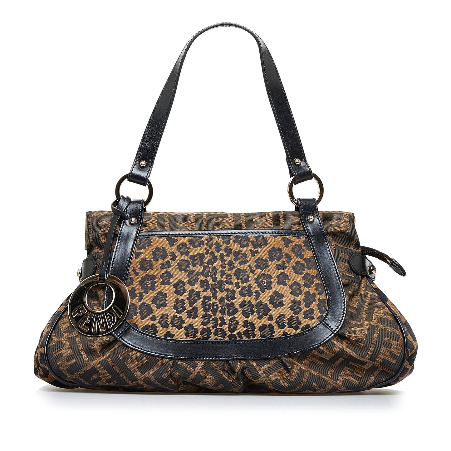 Fendi Zucca Chef Leopard Shoulder Bag Shg Nwscum