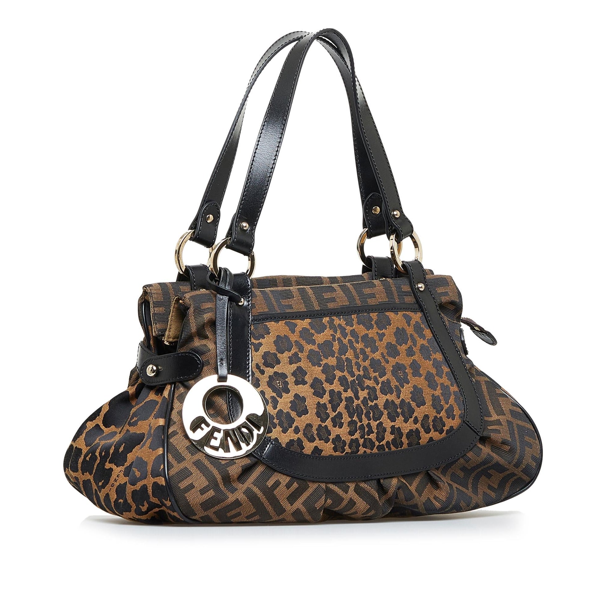 Fendi Zucca Chef Leopard Shoulder Bag Shg Nwscum