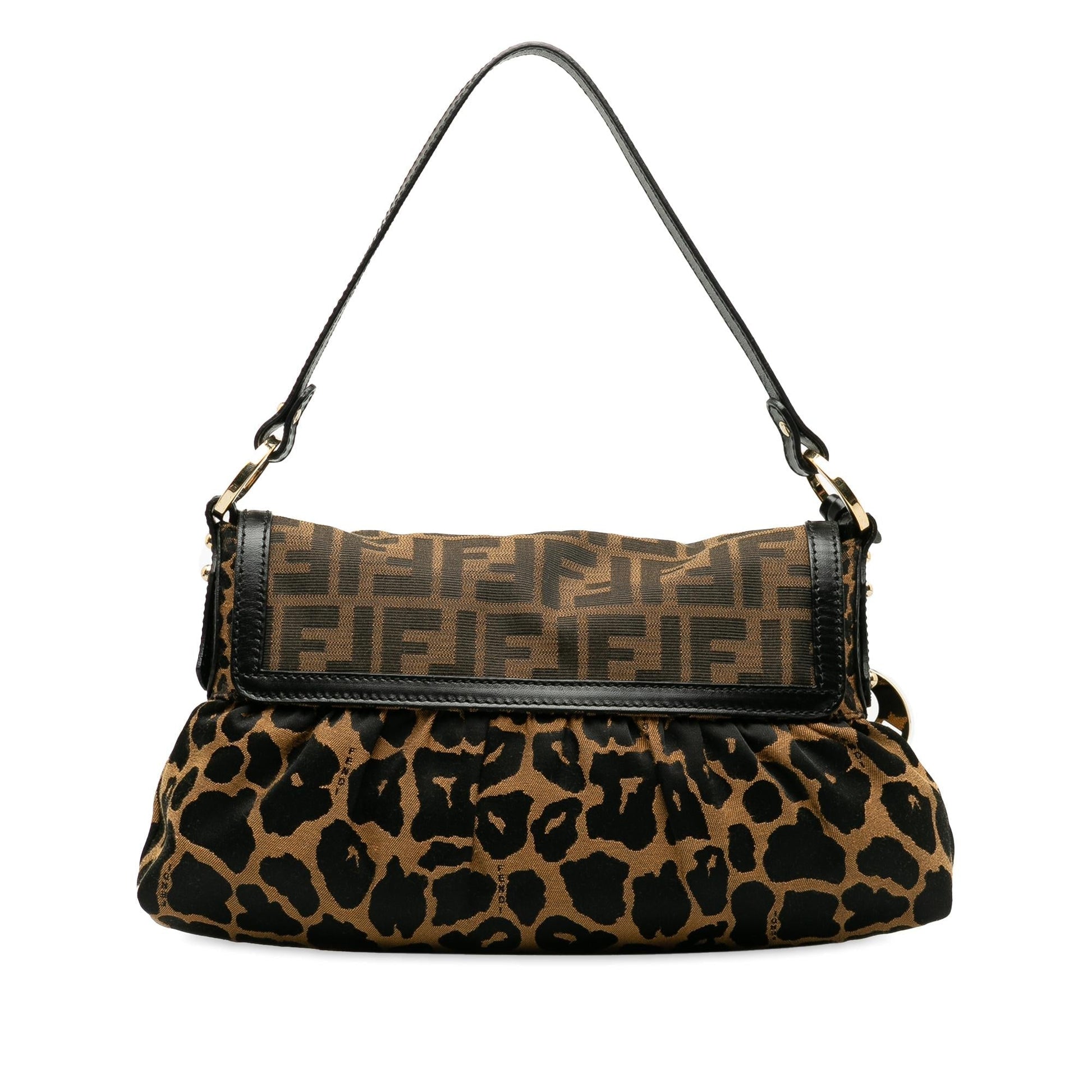 Fendi Zucca Chef Leopard Shoulder Bag Shg Bxdwir