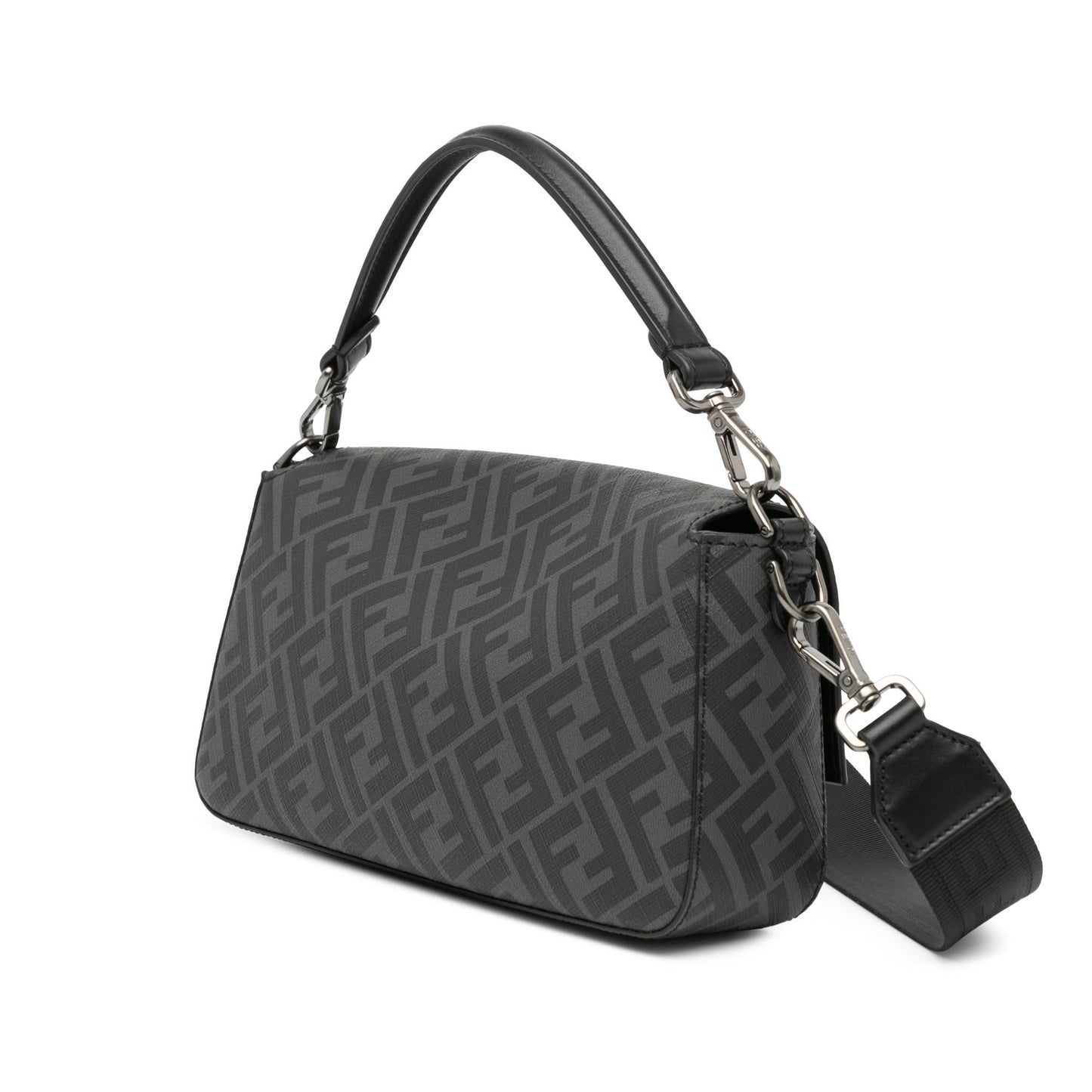 Fendi Zucca Coated And Calfskin Baguette Satchel Canvas Satchel Bag