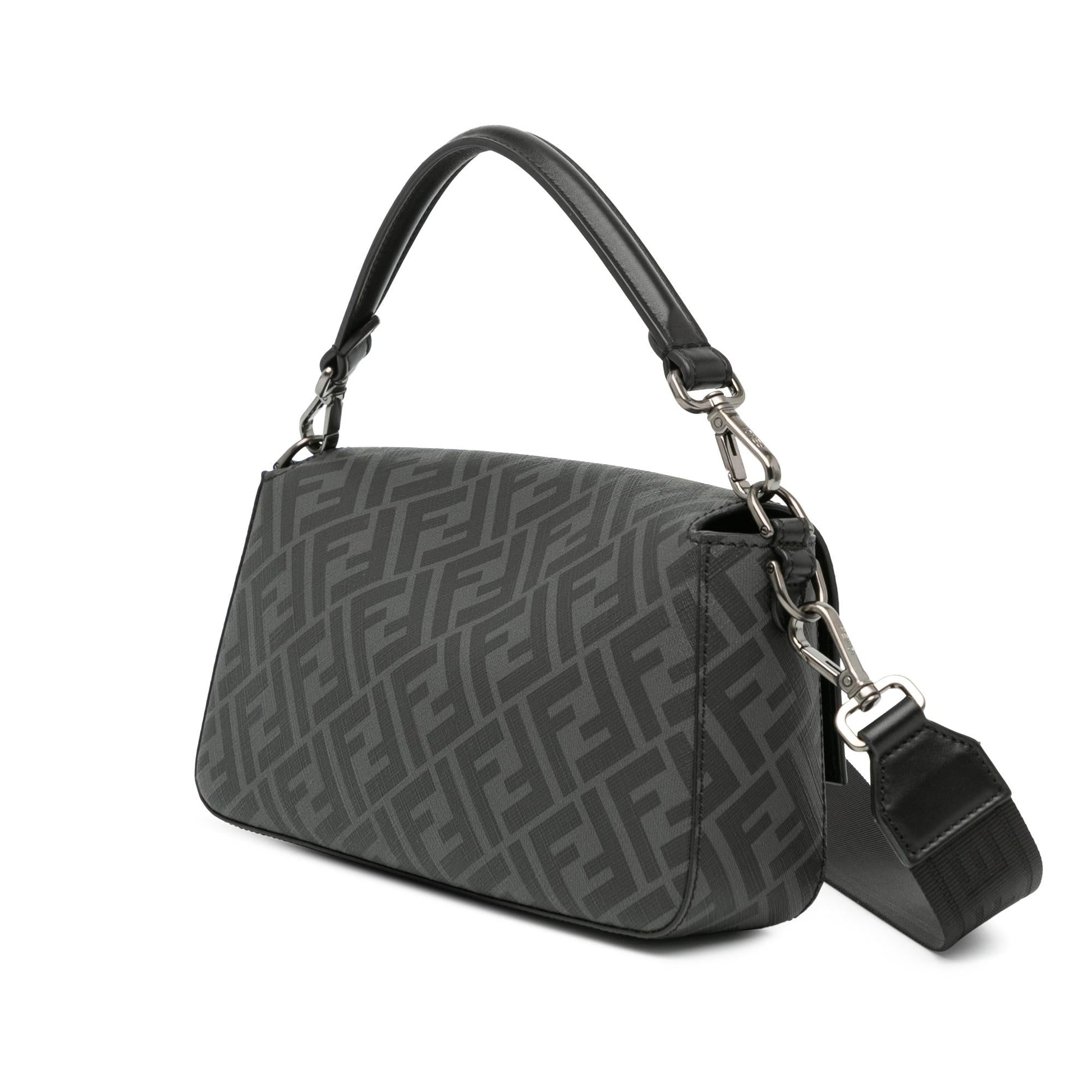 Fendi Zucca Coated And Calfskin Baguette Satchel Canvas Satchel Bag