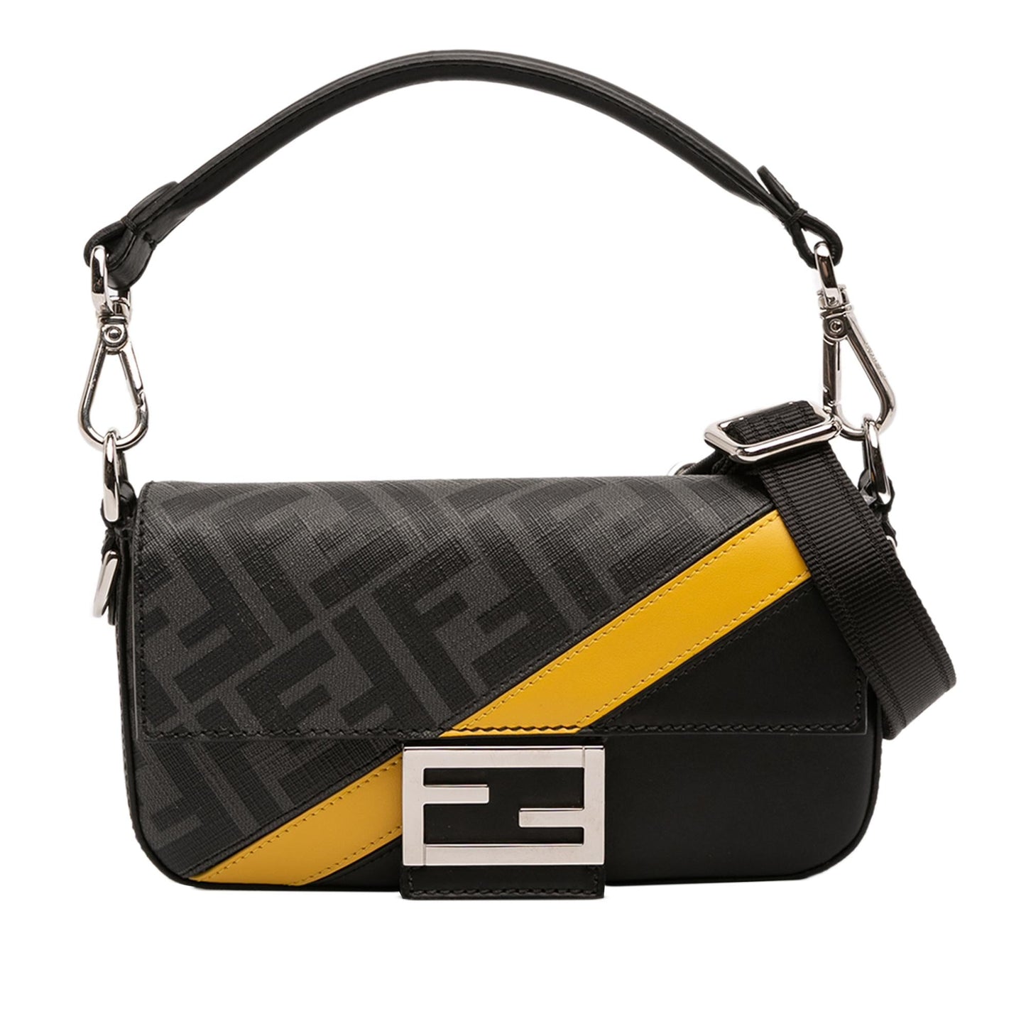 Fendi Zucca Coated Ff Diagonal Convertible Baguette Satchel Canvas Satchel Bag
