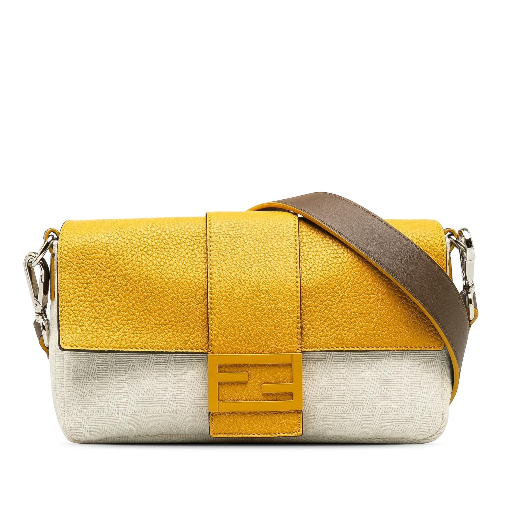 Fendi Zucca Convertible Baguette Crossbody Shoulder Bag