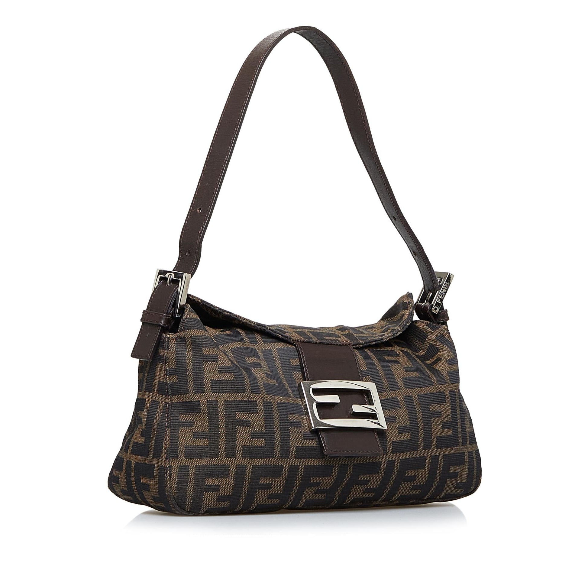 Fendi Zucca Double Baguette Shg Grluig Handbag Flap Shoulder Bag