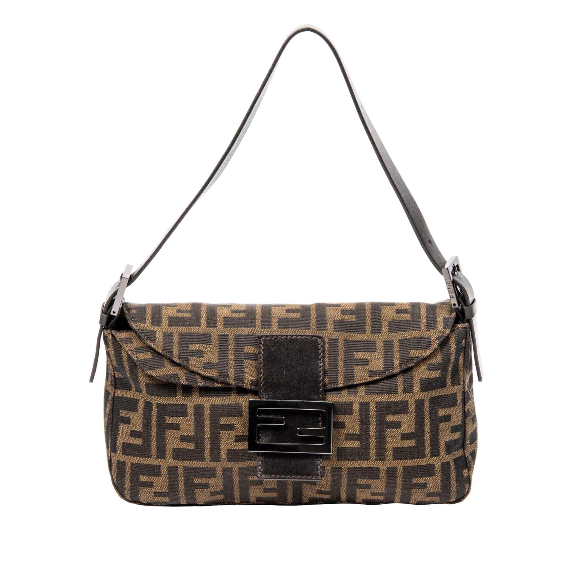 Fendi Zucca Double Baguette Shg C4Khsh Handbag Flap Shoulder Bag