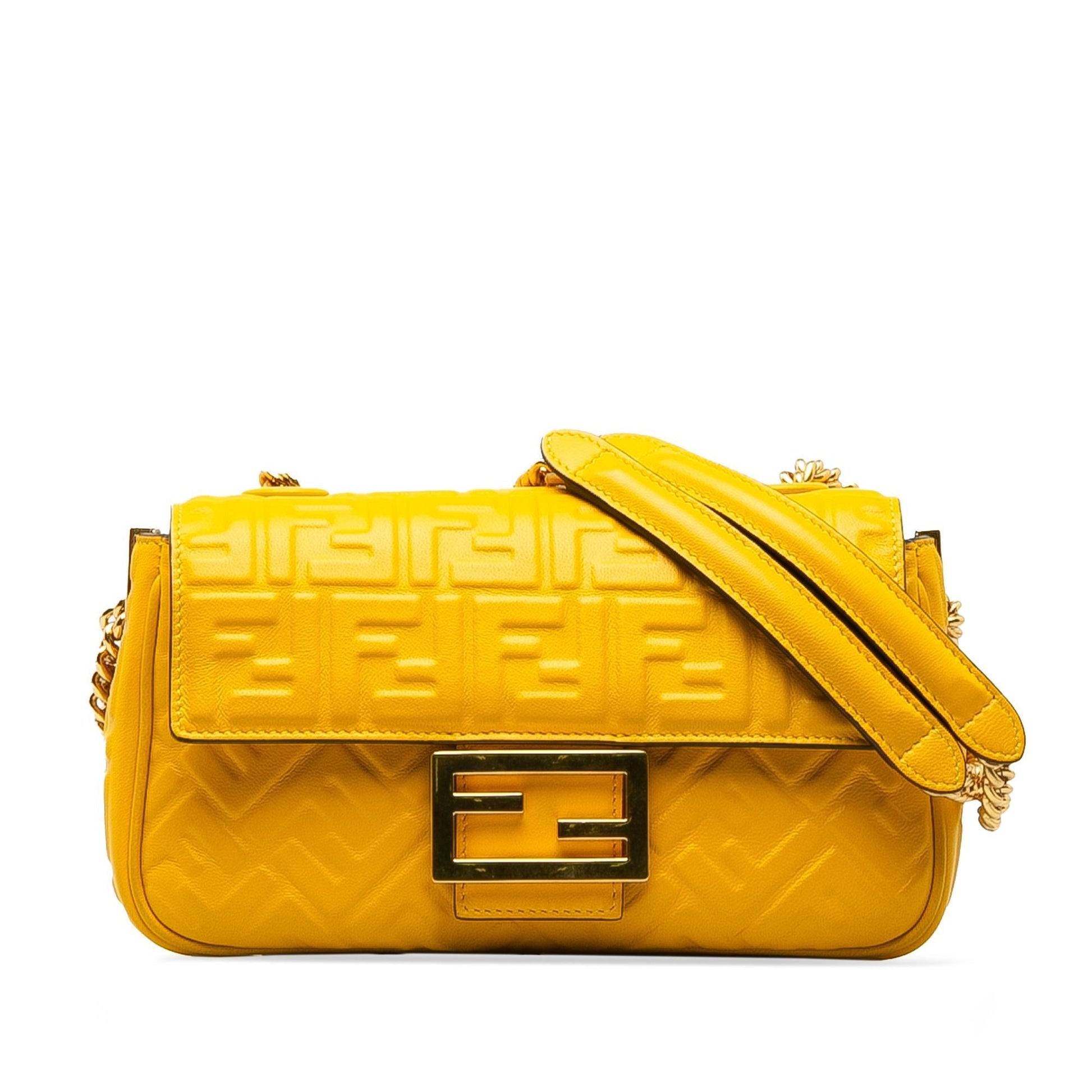Fendi Zucca Midi Baguette Shg Elwxi9 Shoulder Bag Chain Embossed